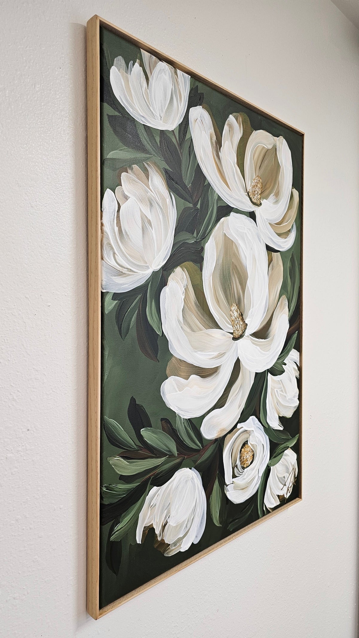 "Strong & Beautiful" #2  _Magnolia Flower Painting by Zoe White _ Acrylic on canvas