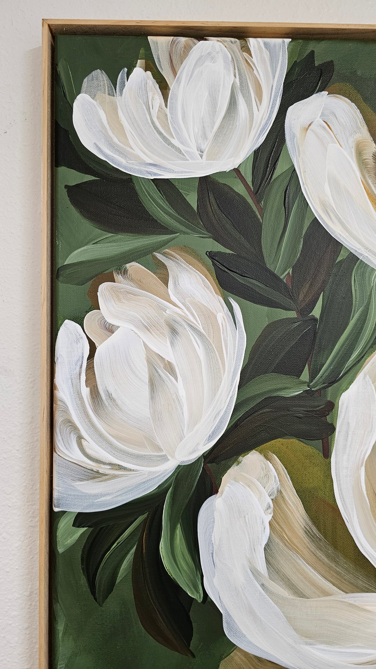 "Strong & Beautiful" #2  _Magnolia Flower Painting by Zoe White _ Acrylic on canvas