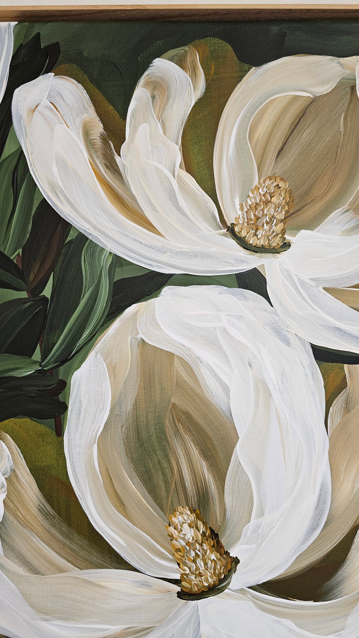 "Strong & Beautiful" #2  _Magnolia Flower Painting by Zoe White _ Acrylic on canvas