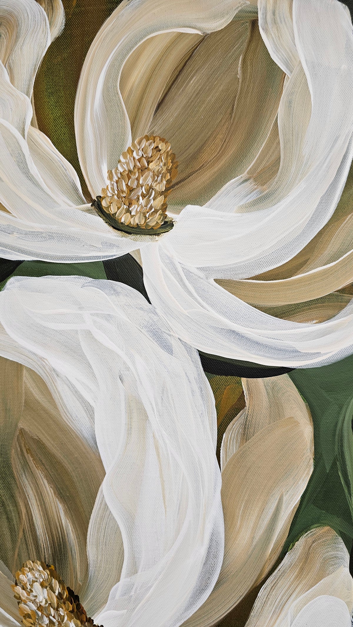 "Strong & Beautiful" #2  _Magnolia Flower Painting by Zoe White _ Acrylic on canvas