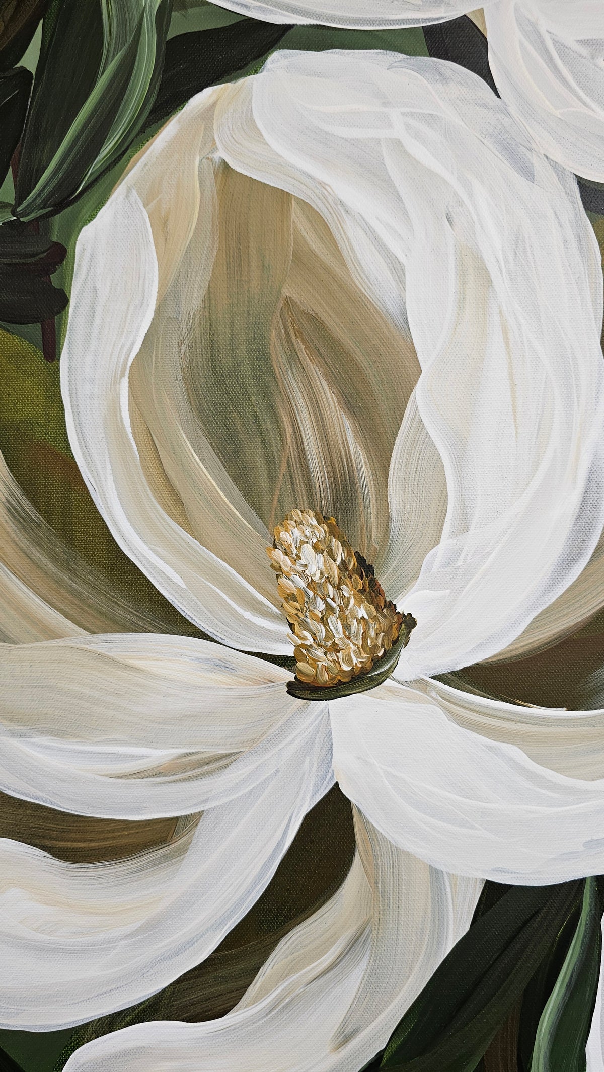 "Strong & Beautiful" #2  _Magnolia Flower Painting by Zoe White _ Acrylic on canvas
