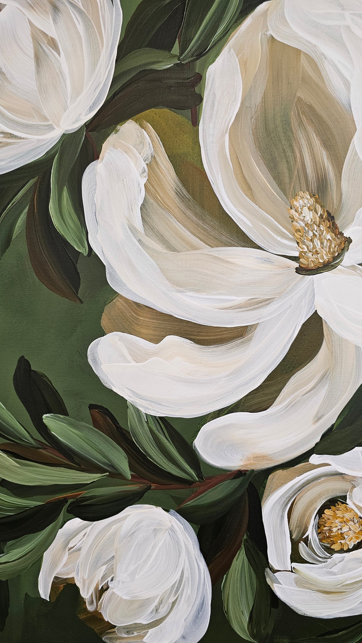 "Strong & Beautiful" #2  _Magnolia Flower Painting by Zoe White _ Acrylic on canvas