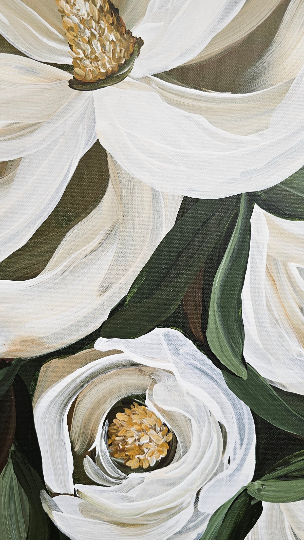 "Strong & Beautiful" #2  _Magnolia Flower Painting by Zoe White _ Acrylic on canvas