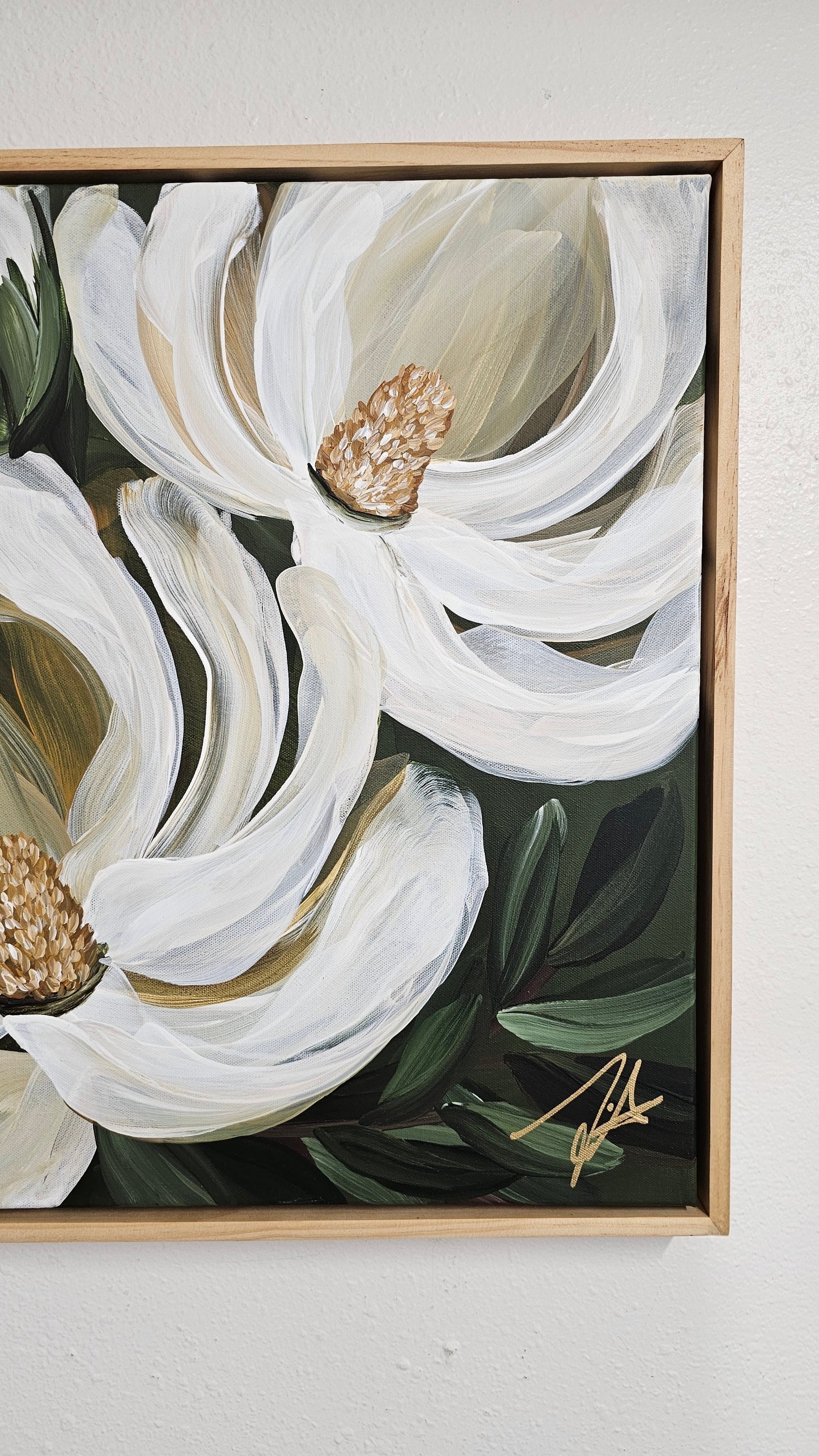 "Strong & Beautiful" #4  Magnolia Flower Painting by Zoe White _ Acrylic on canvas