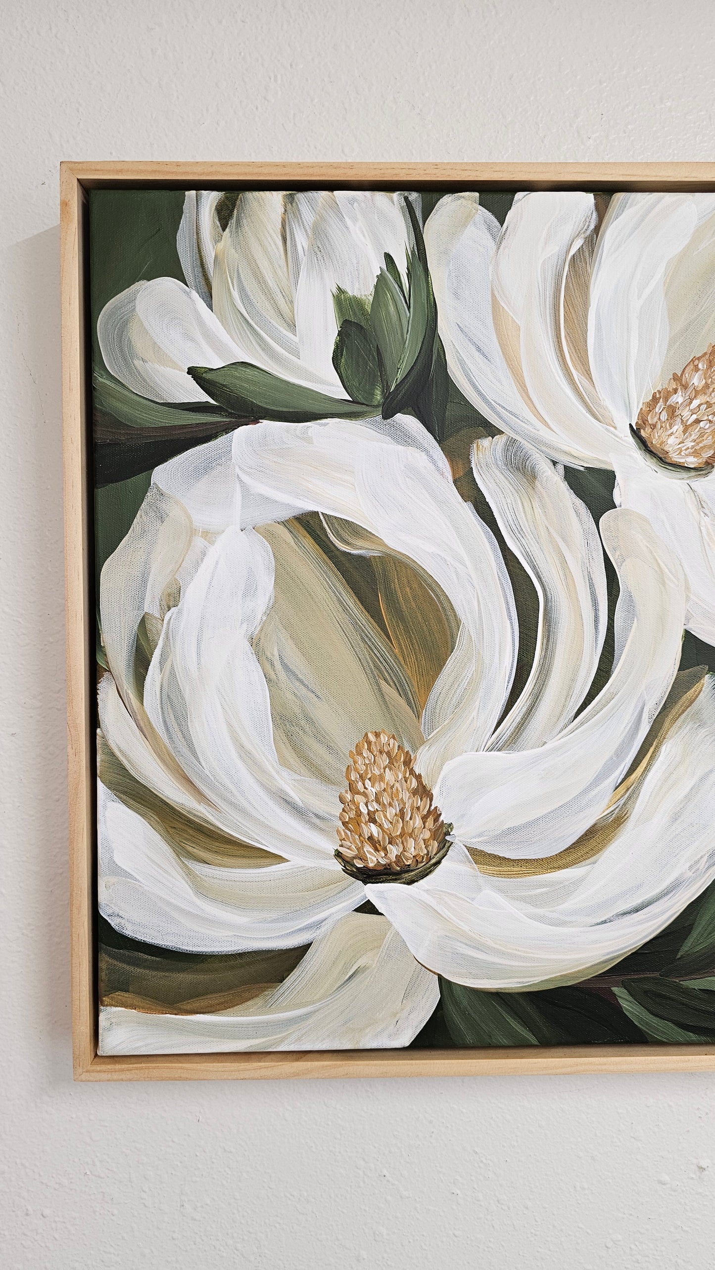 "Strong & Beautiful" #4  Magnolia Flower Painting by Zoe White _ Acrylic on canvas