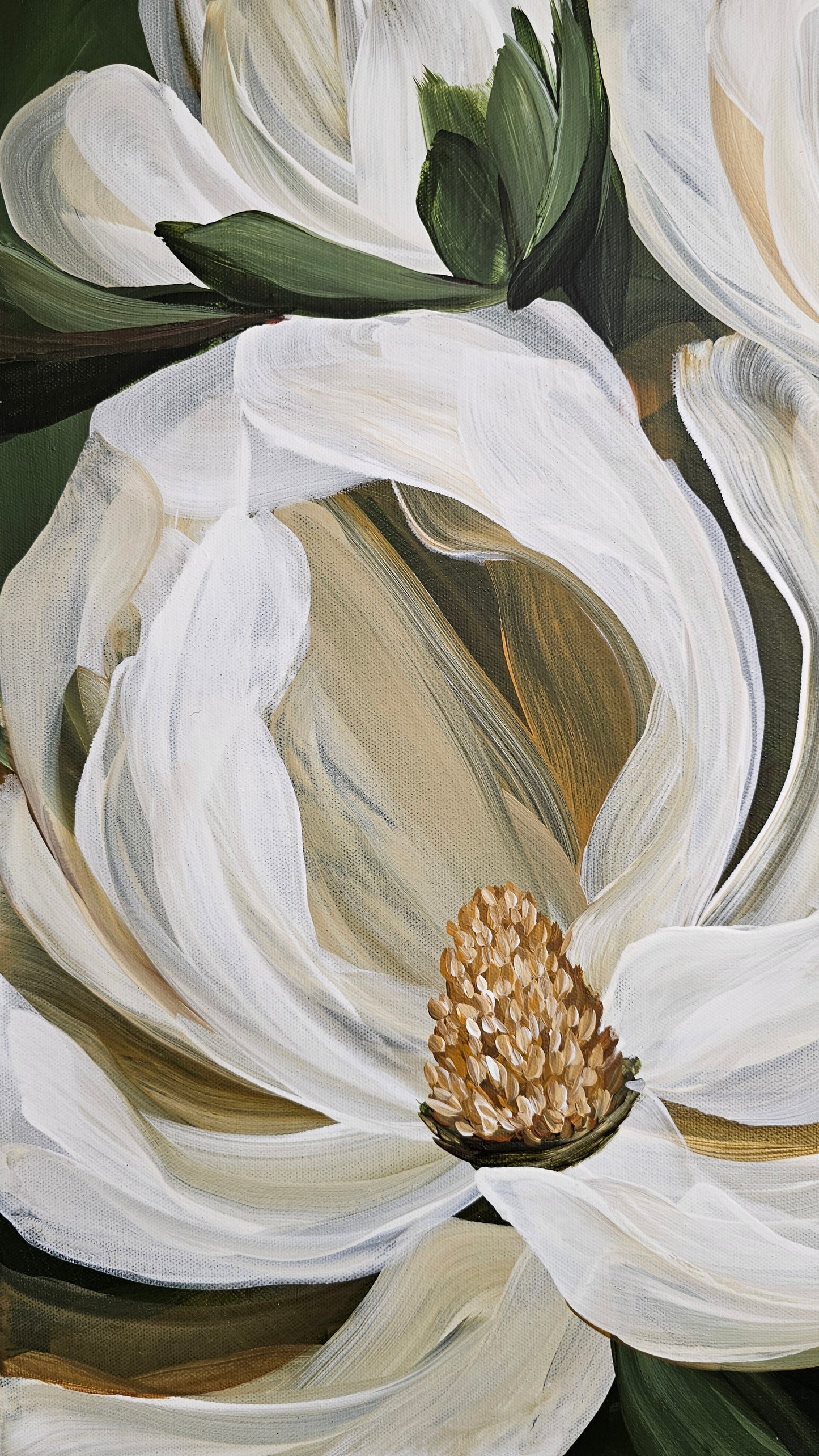 "Strong & Beautiful" #4  Magnolia Flower Painting by Zoe White _ Acrylic on canvas