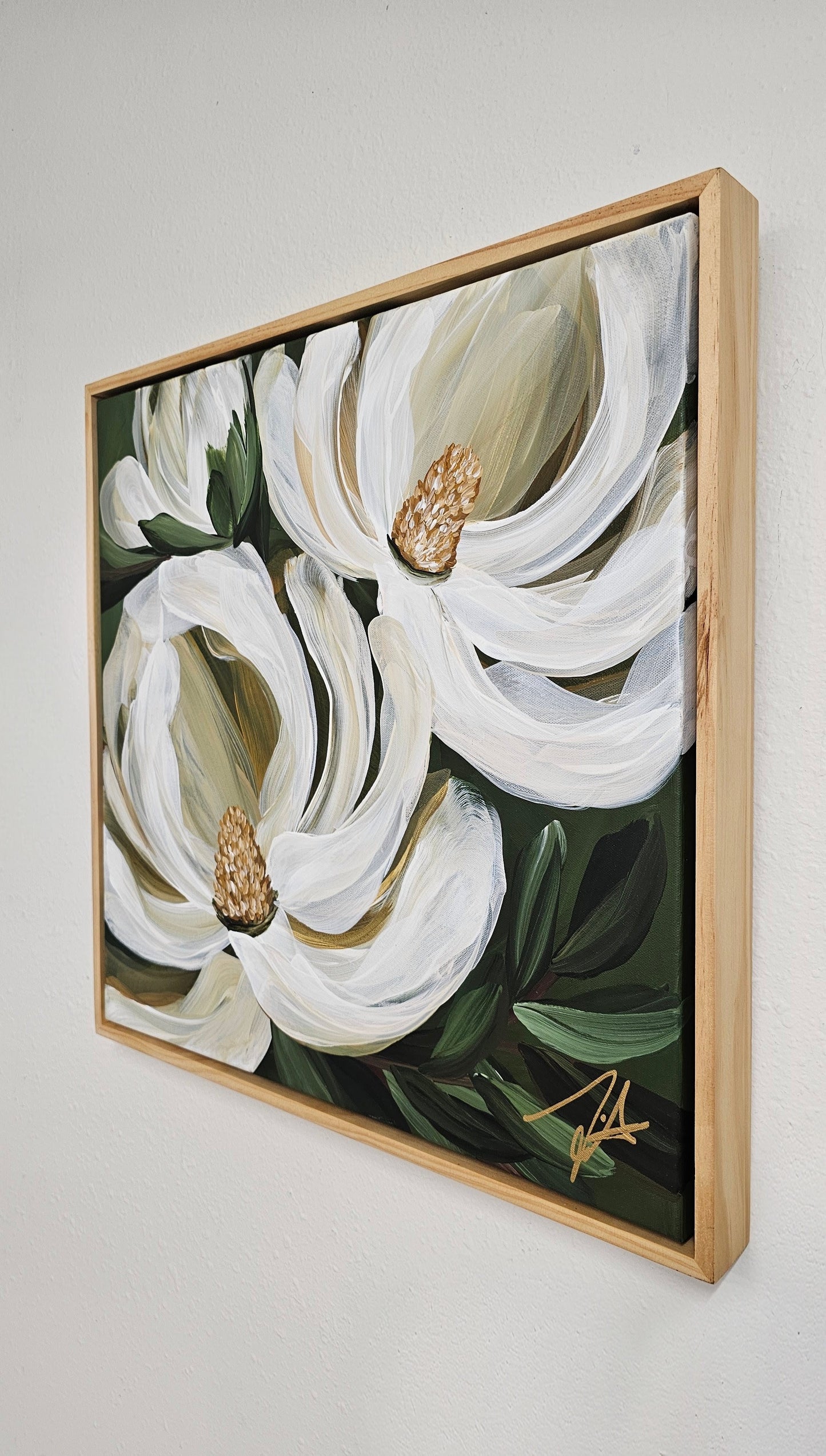 "Strong & Beautiful" #4  Magnolia Flower Painting by Zoe White _ Acrylic on canvas