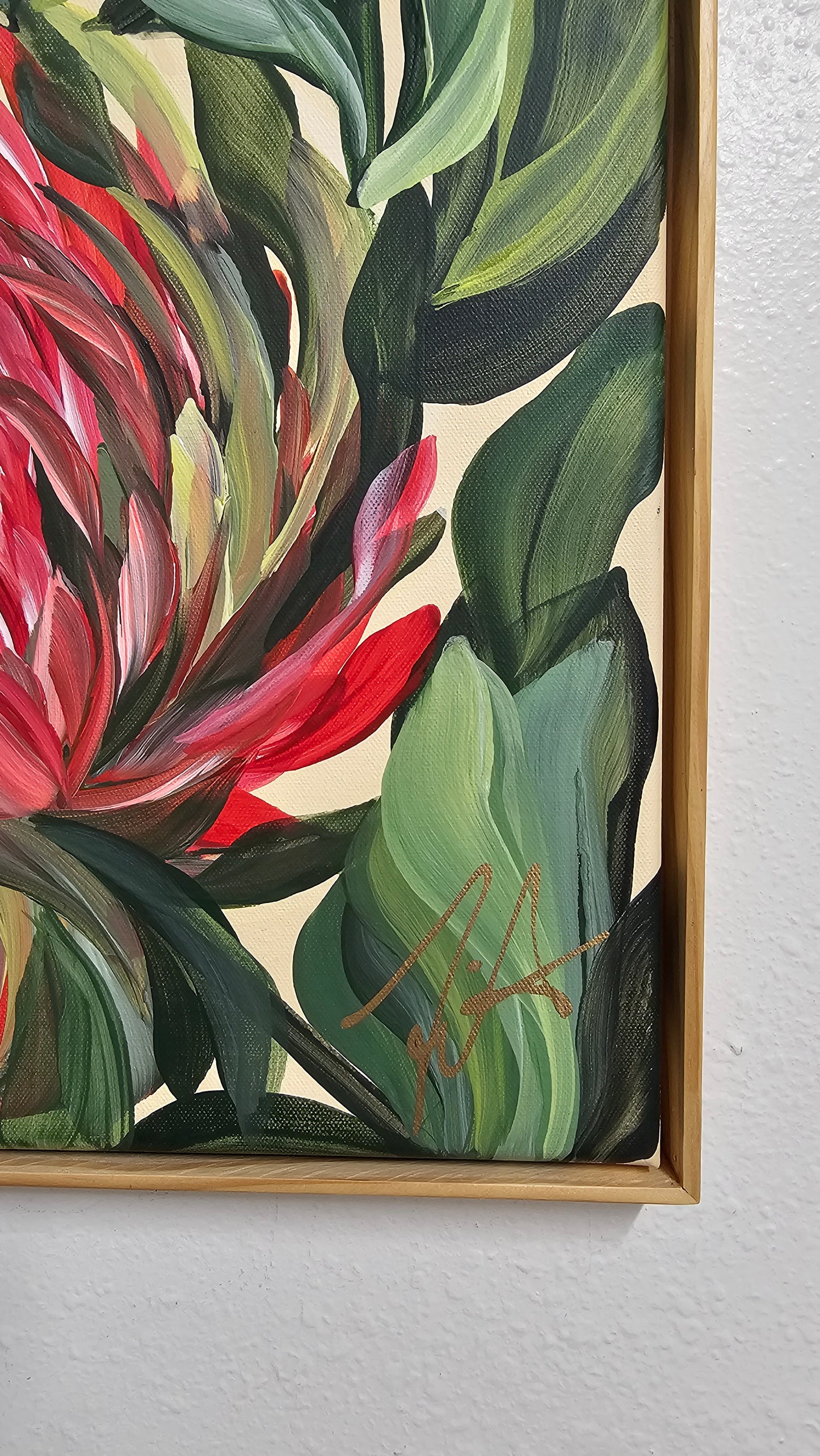 "Transformation" #1_ Protea Flower Painting by Zoe White _ Acrylic on canvas