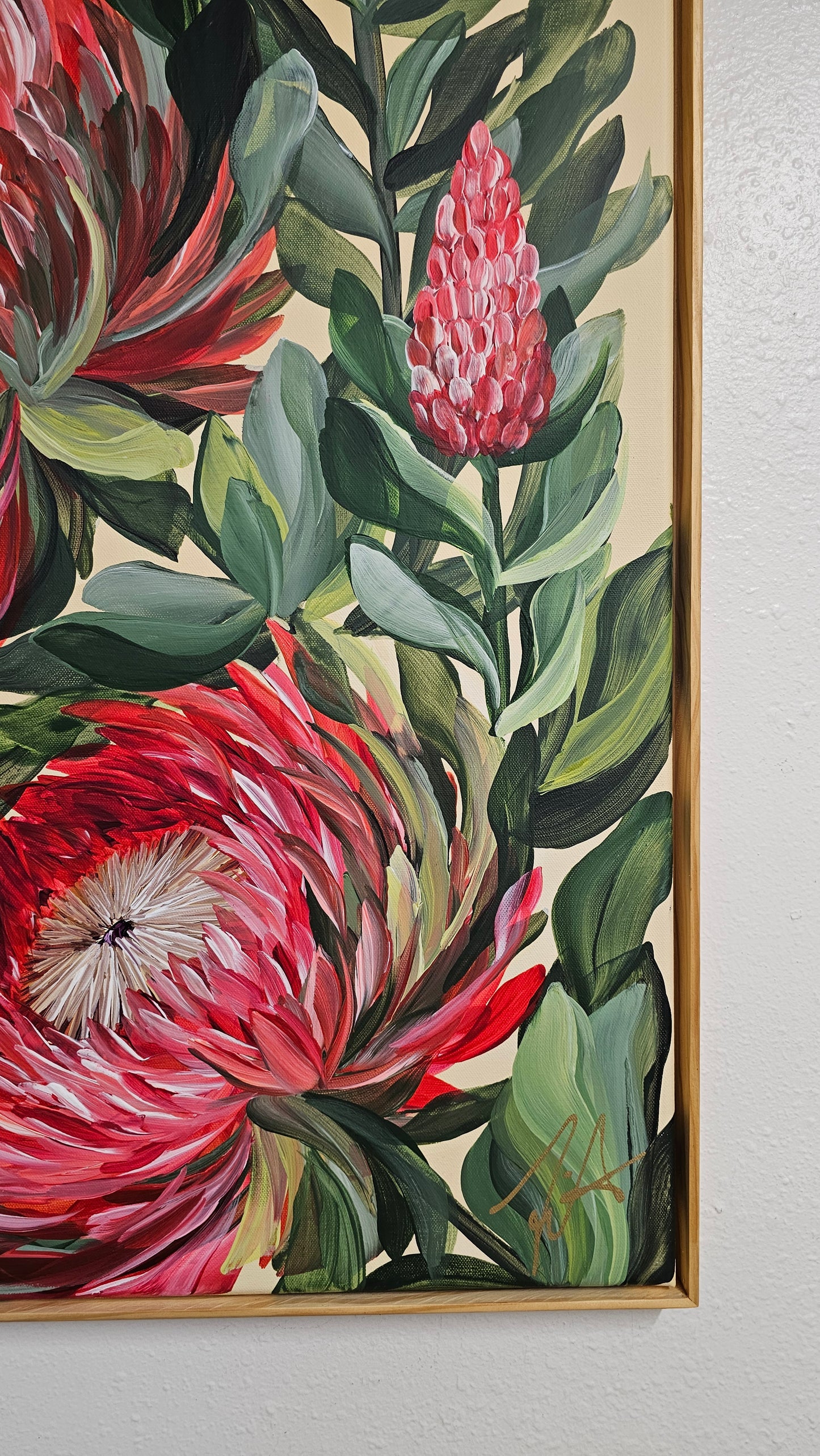 "Transformation" #1_ Protea Flower Painting by Zoe White _ Acrylic on canvas