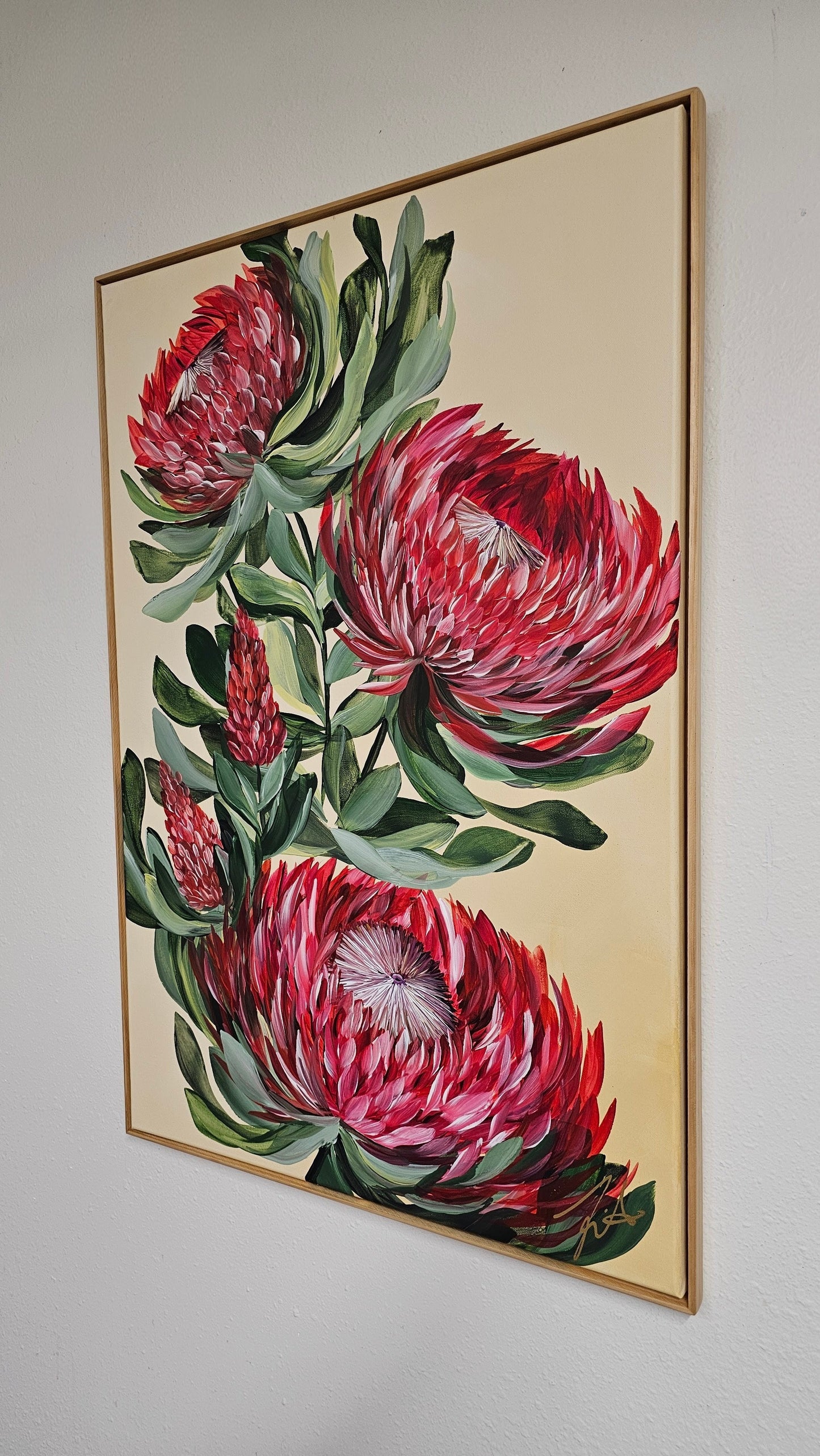 "Transformation" #3_ Protea Flower Painting by Zoe White _ Acrylic on canvas