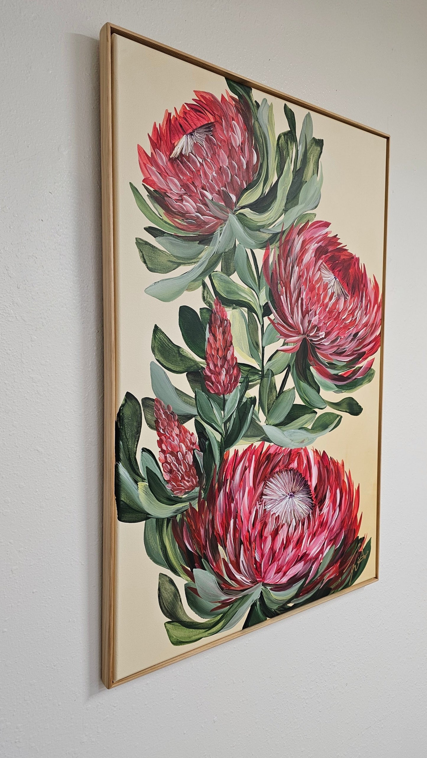 "Transformation" #3_ Protea Flower Painting by Zoe White _ Acrylic on canvas