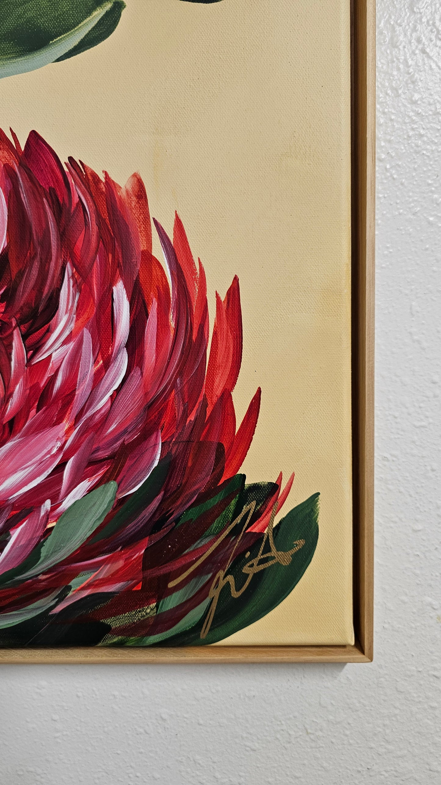 "Transformation" #3_ Protea Flower Painting by Zoe White _ Acrylic on canvas