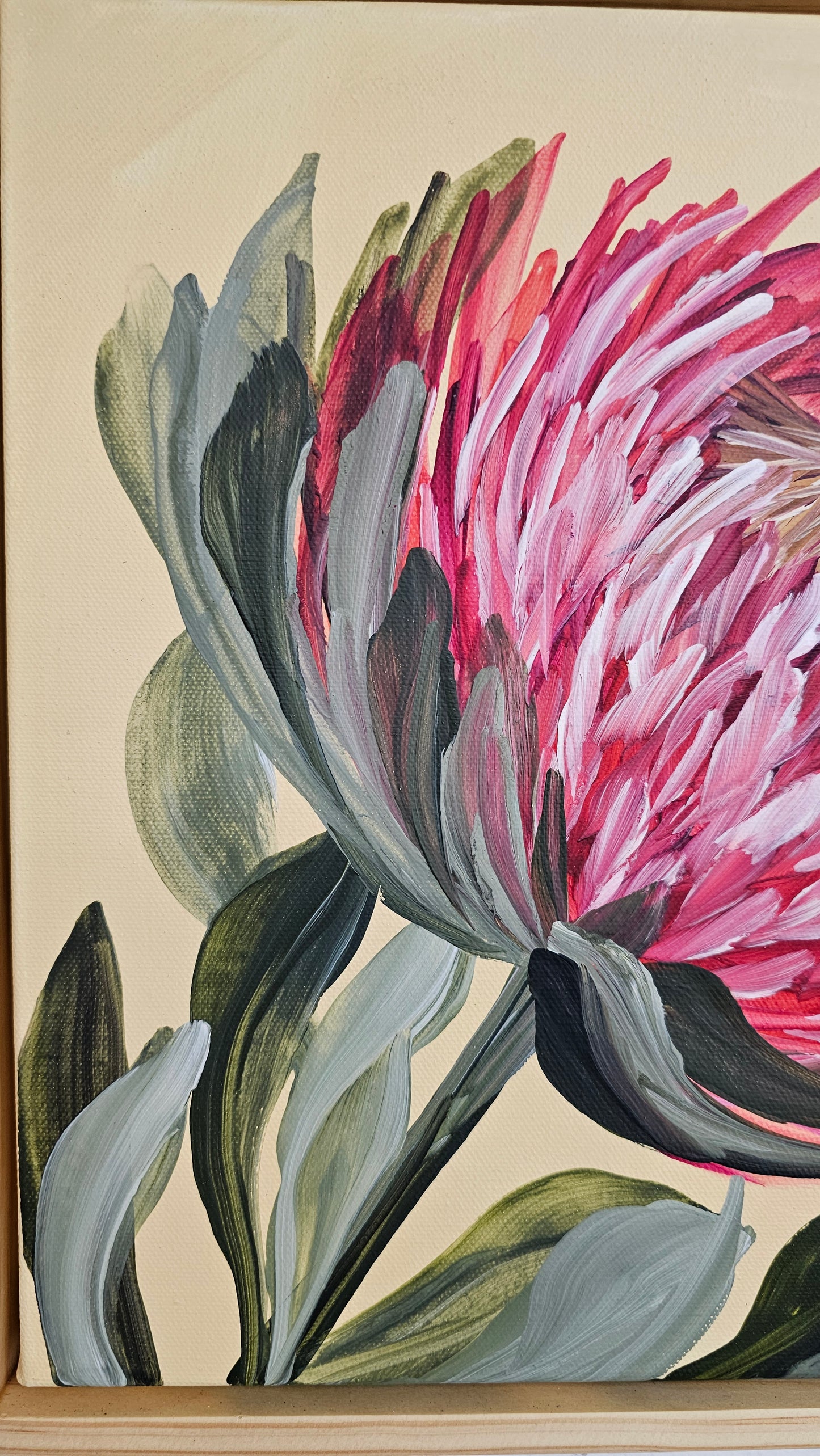 "Transformation" #4 _ Protea Flower Painting by Zoe White _ Acrylic on canvas