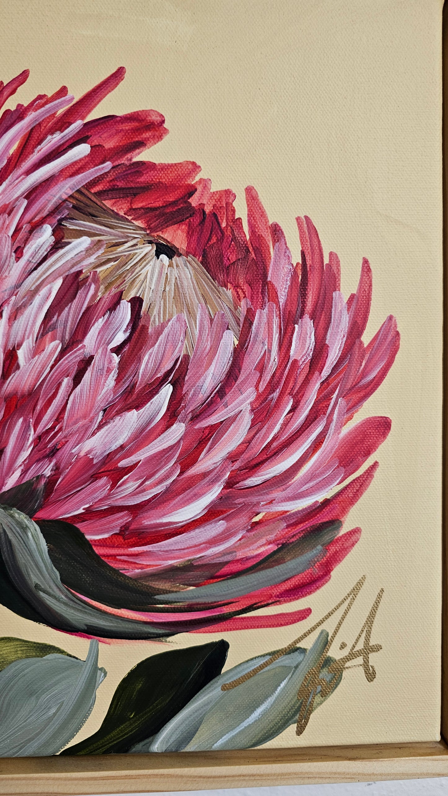 "Transformation" #4 _ Protea Flower Painting by Zoe White _ Acrylic on canvas