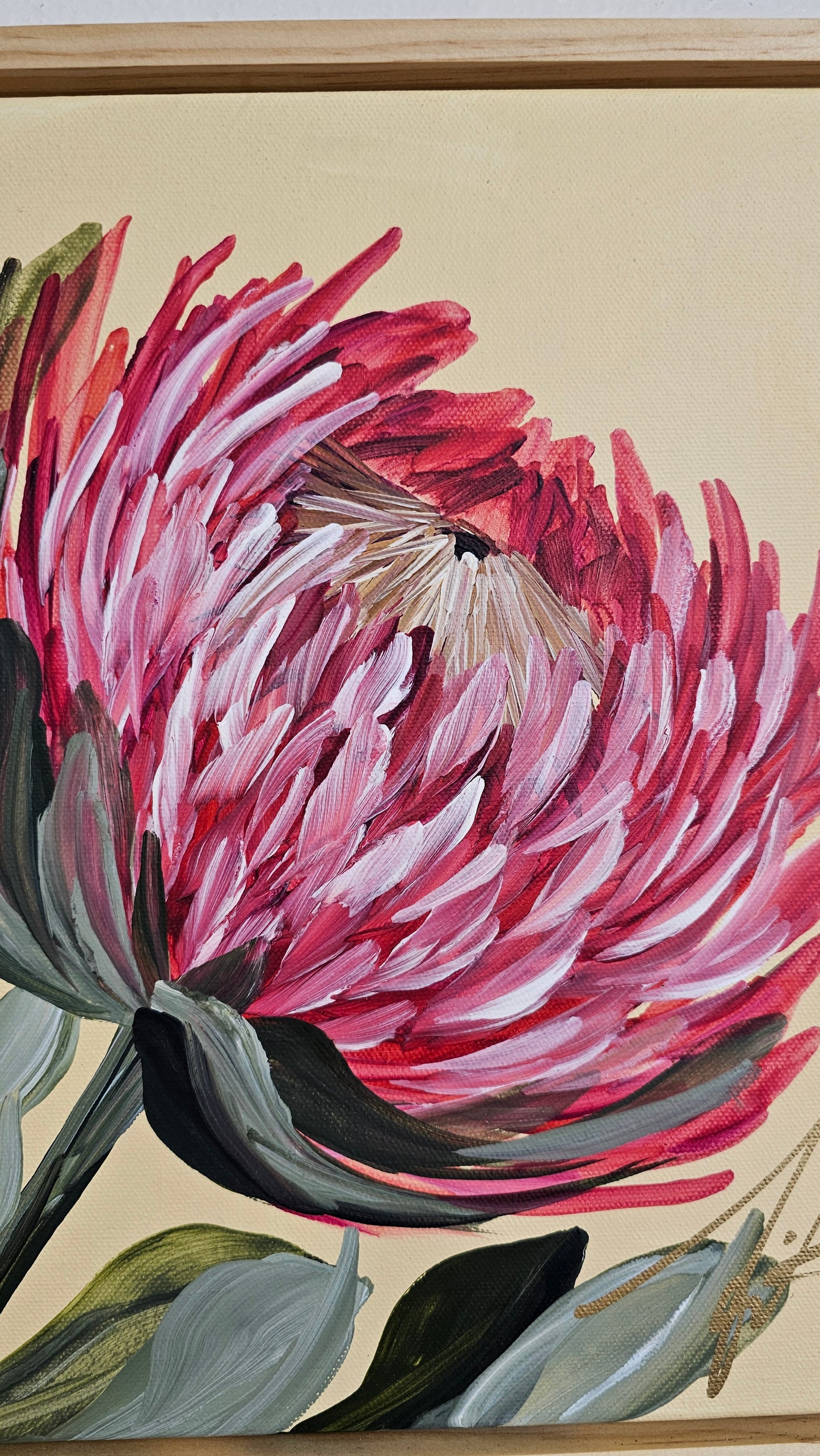 "Transformation" #4 _ Protea Flower Painting by Zoe White _ Acrylic on canvas