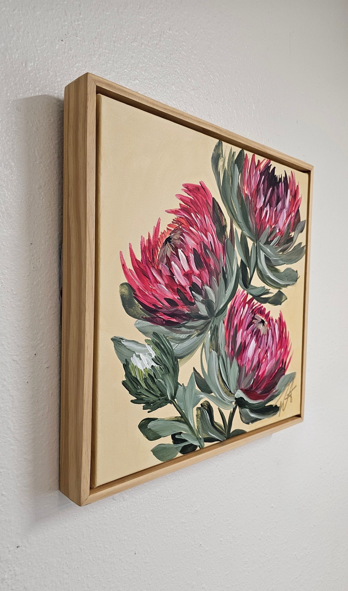 "Transformation" #5  Protea Flower Painting by Zoe White _ Acrylic on canvas