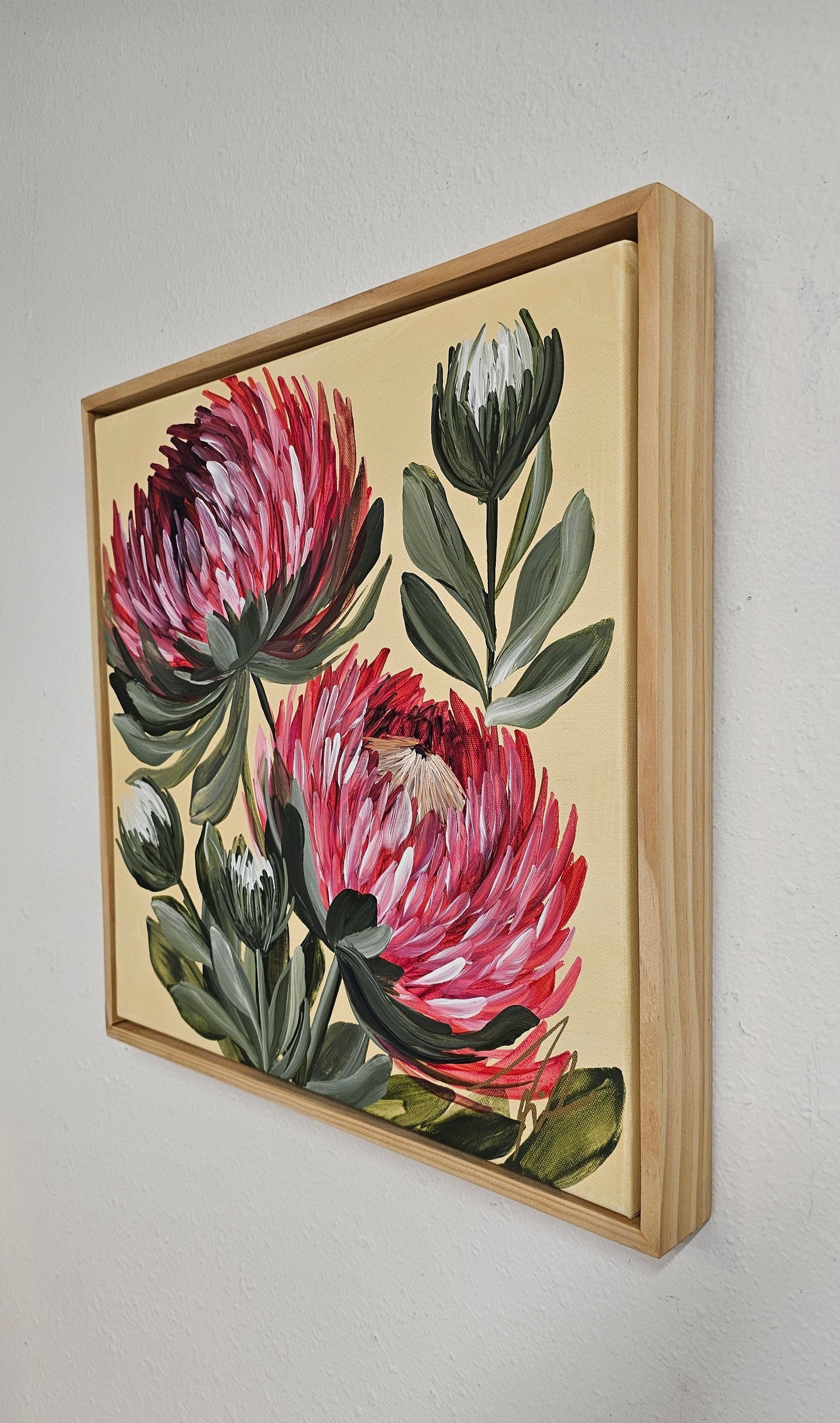 "Transformation" #6  Protea Flower Painting by Zoe White _ Acrylic on canvas