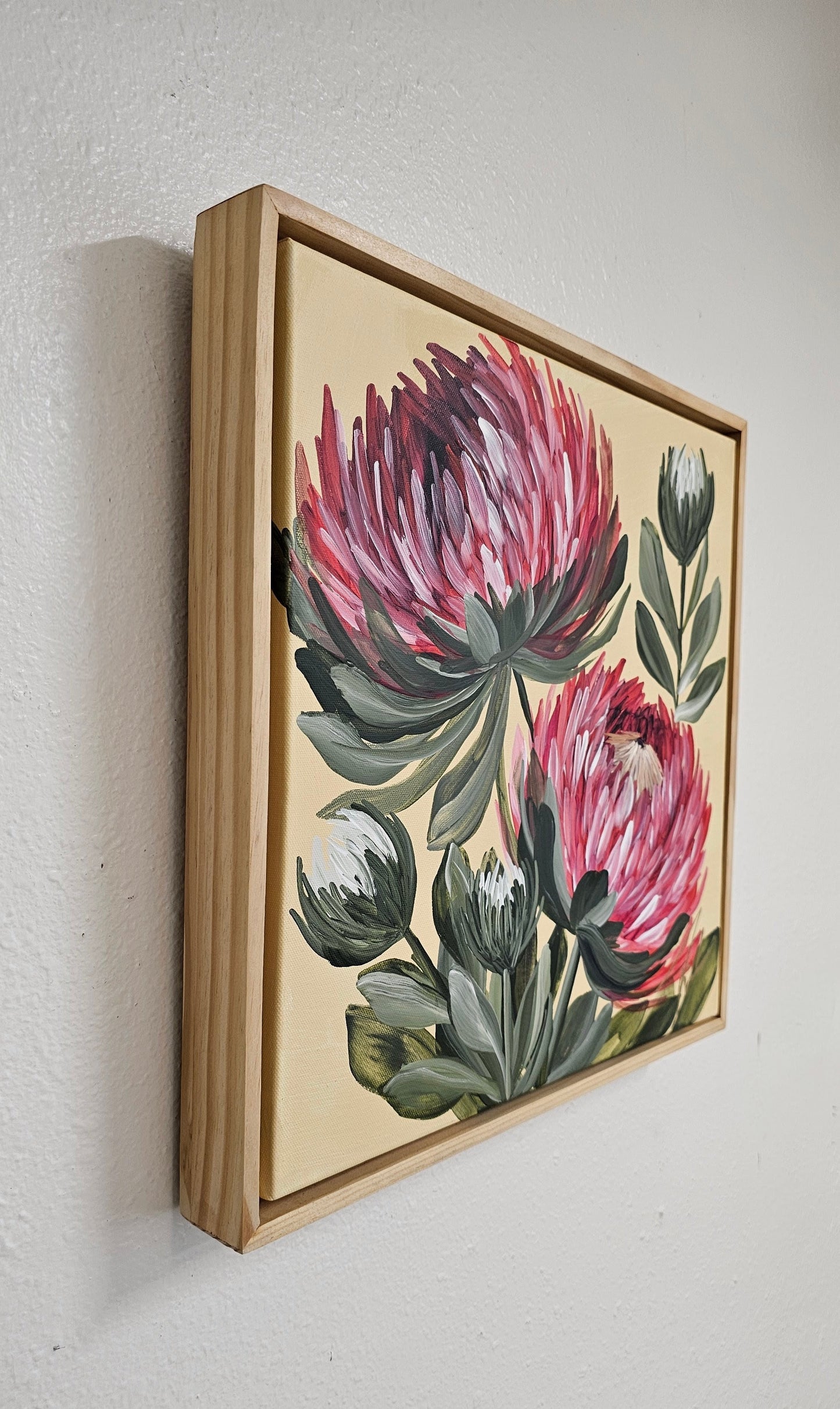 "Transformation" #6  Protea Flower Painting by Zoe White _ Acrylic on canvas