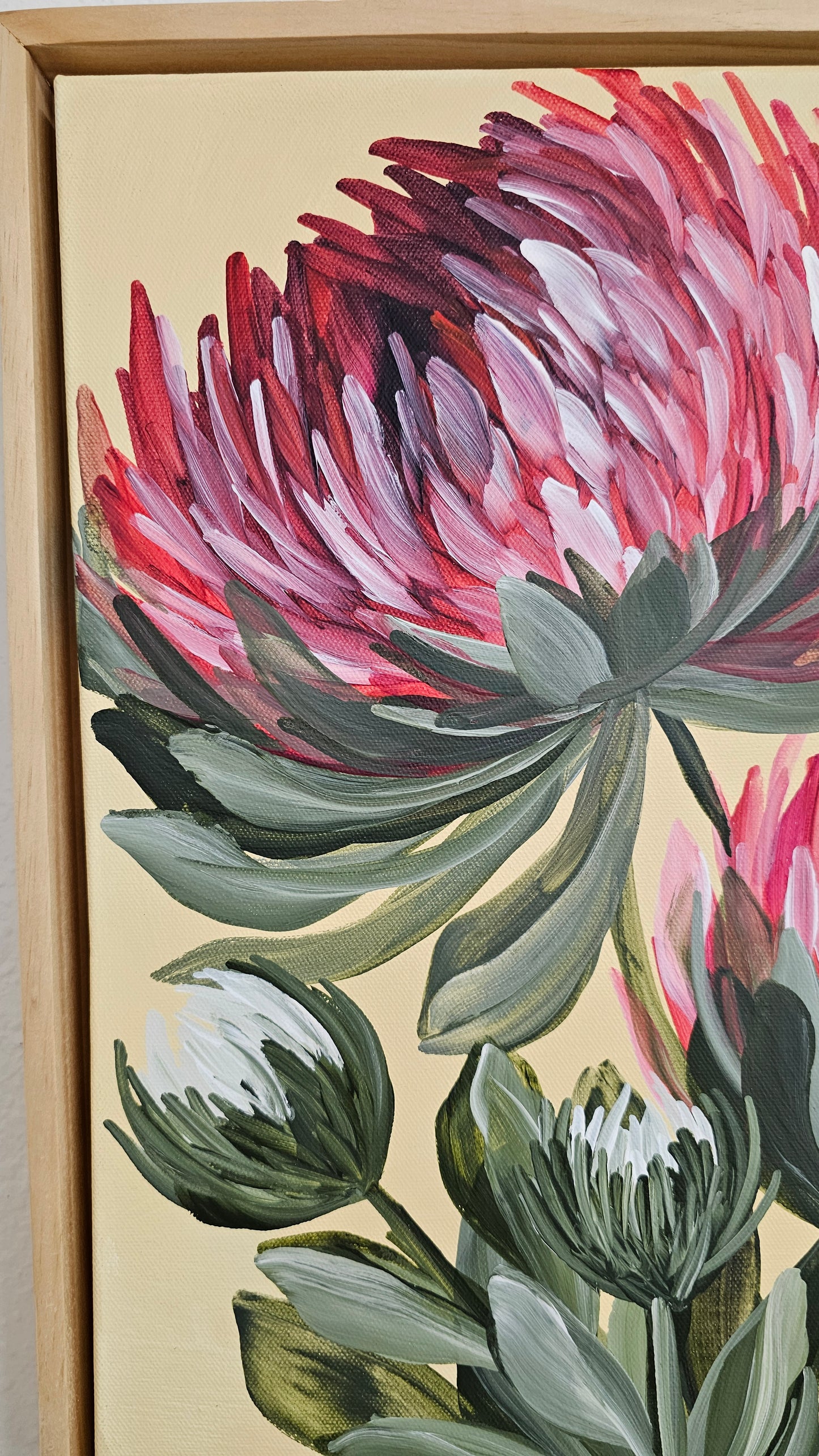 "Transformation" #6  Protea Flower Painting by Zoe White _ Acrylic on canvas