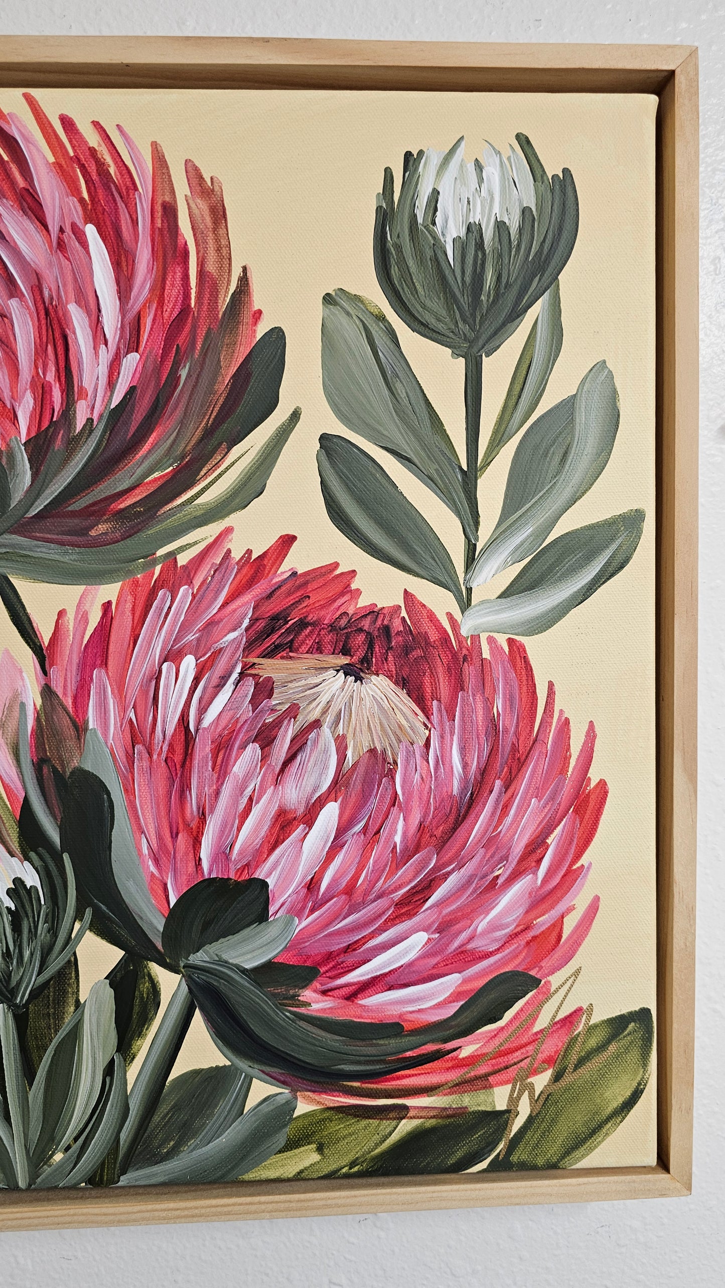 "Transformation" #6  Protea Flower Painting by Zoe White _ Acrylic on canvas