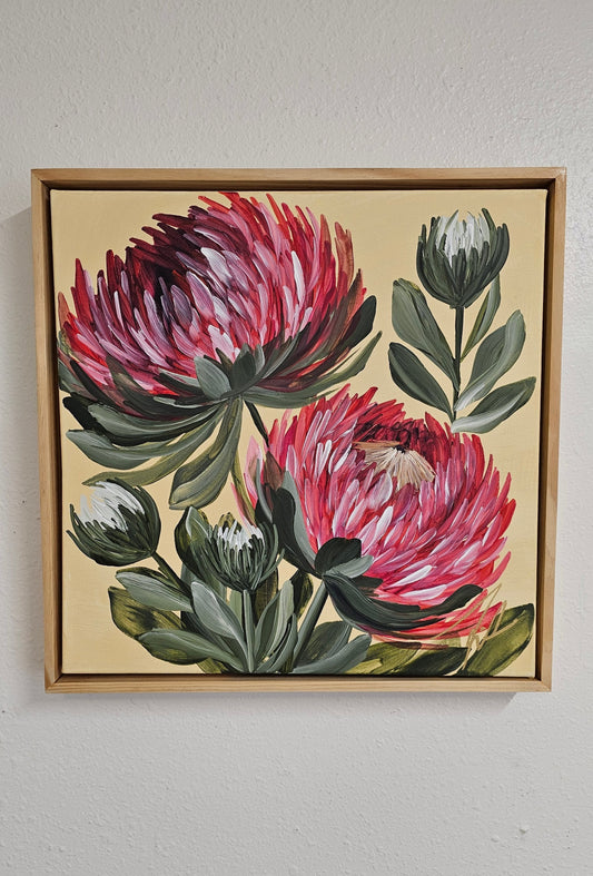 "Transformation" #6  Protea Flower Painting by Zoe White _ Acrylic on canvas