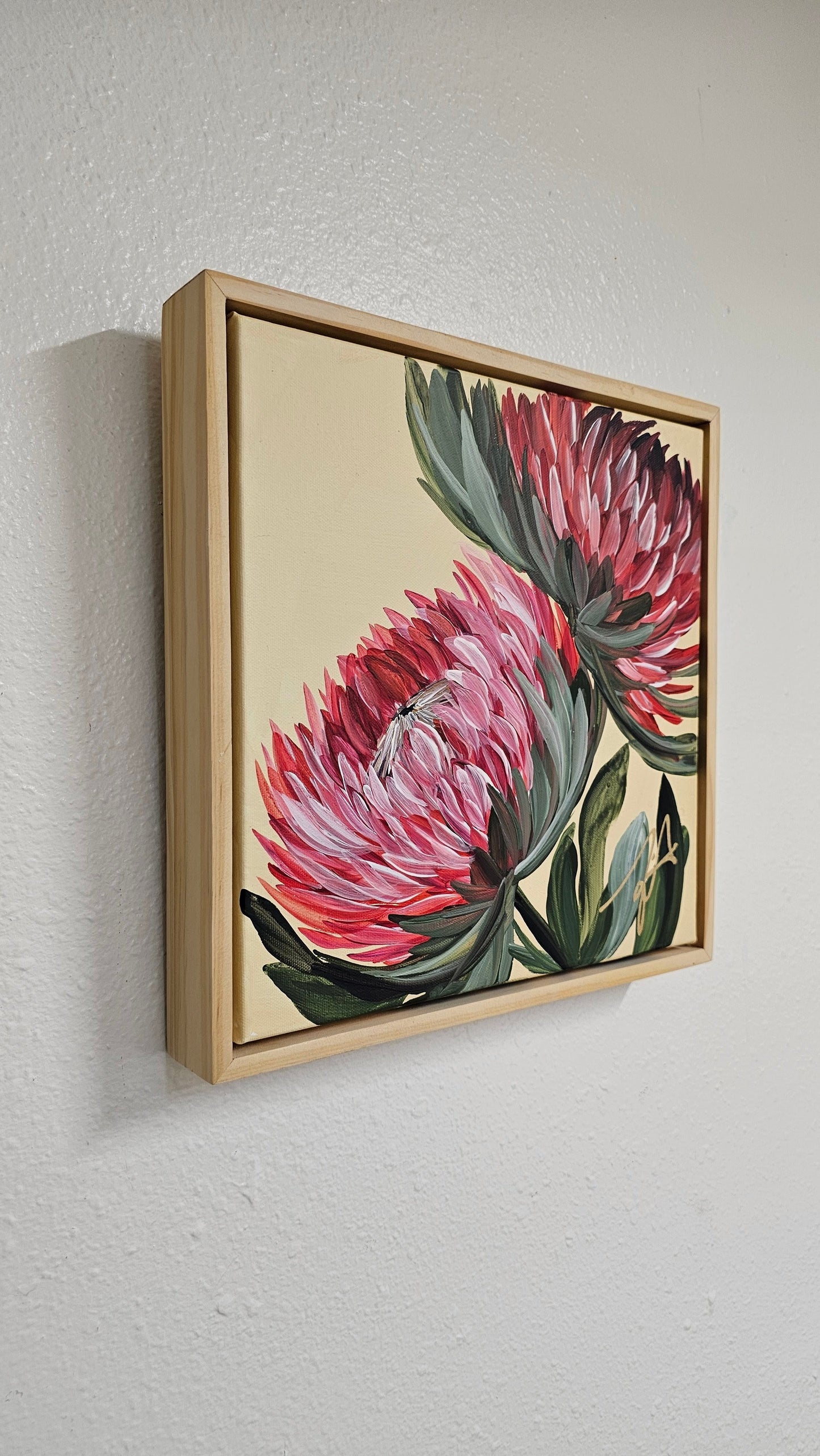🔴 SOLD "Transformation" #8 _ Protea Flower Painting by Zoe White _ Acrylic on canvas
