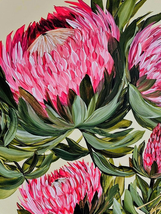 "Transformation" _ Protea Flower Painting by Zoe White _ Acrylic on canvas