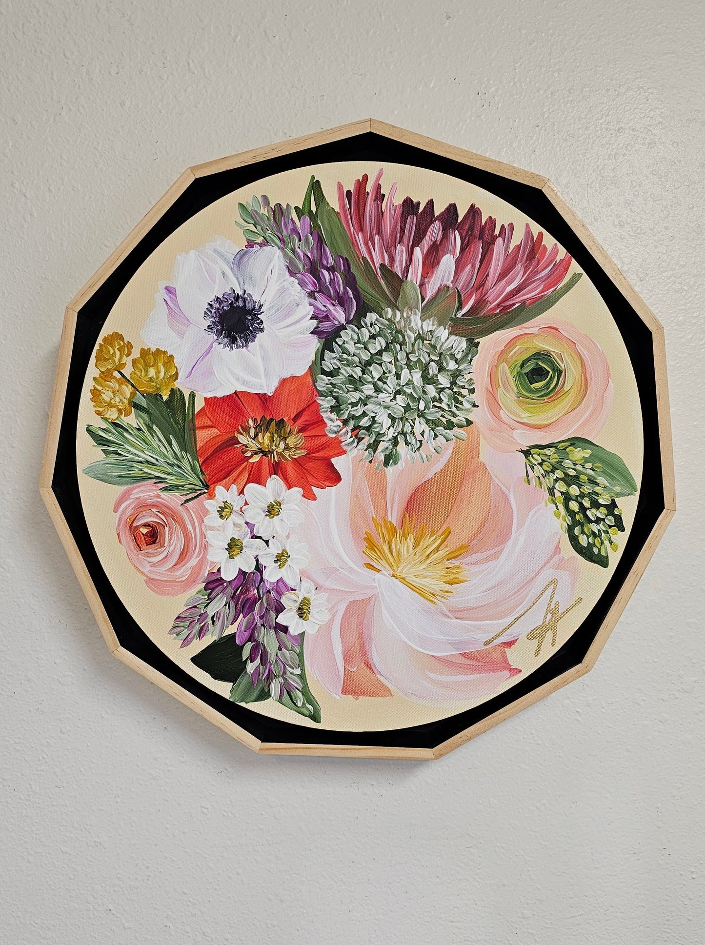 🔴SOLD "You are my sunshine" Bouquet Flower Painting by Zoe White _ Acrylic on canvas