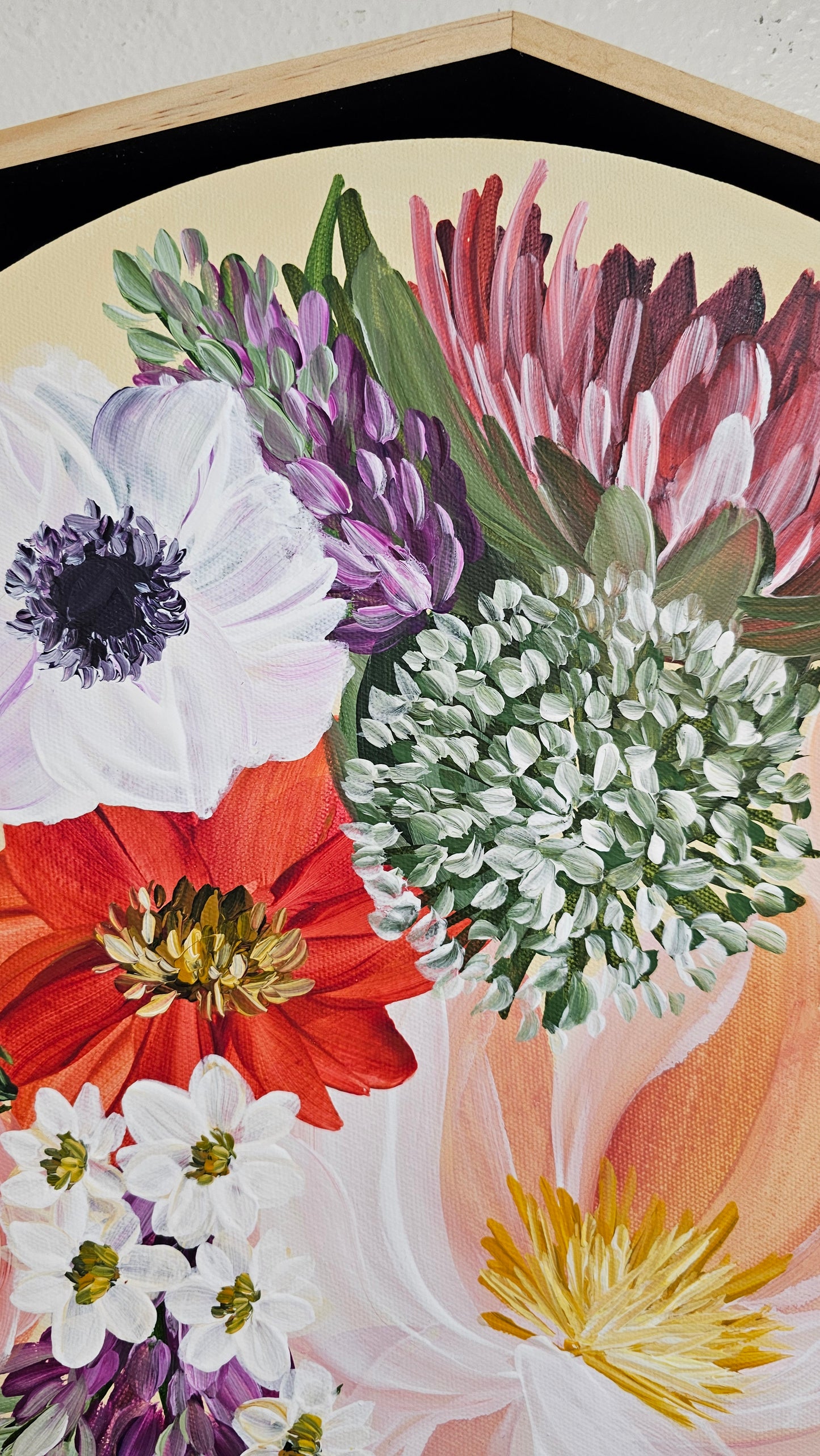 🔴SOLD "You are my sunshine" Bouquet Flower Painting by Zoe White _ Acrylic on canvas
