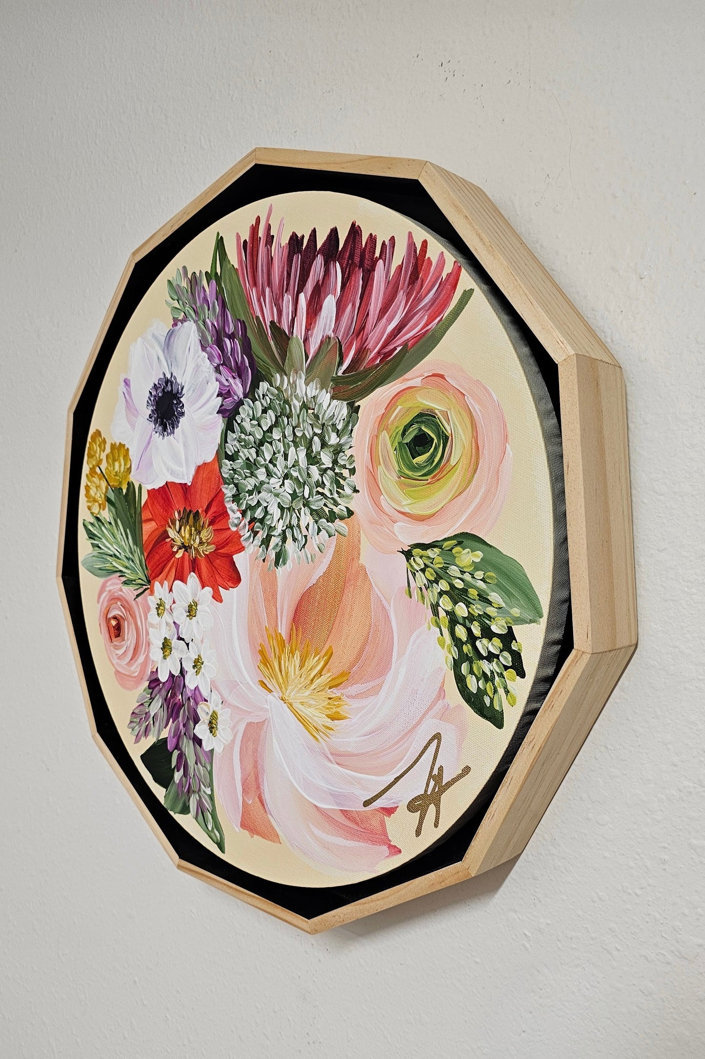 🔴SOLD "You are my sunshine" Bouquet Flower Painting by Zoe White _ Acrylic on canvas