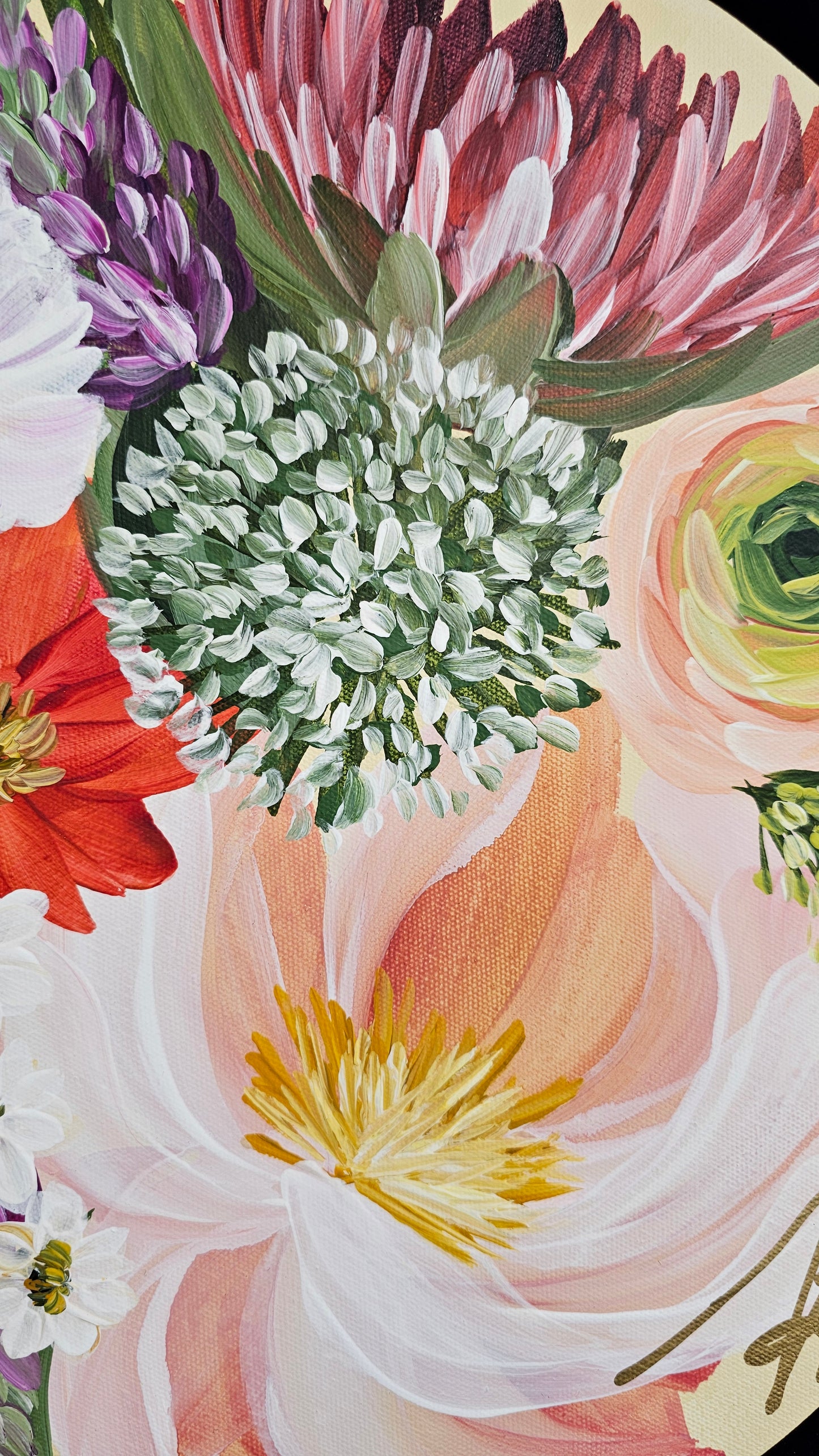 🔴SOLD "You are my sunshine" Bouquet Flower Painting by Zoe White _ Acrylic on canvas