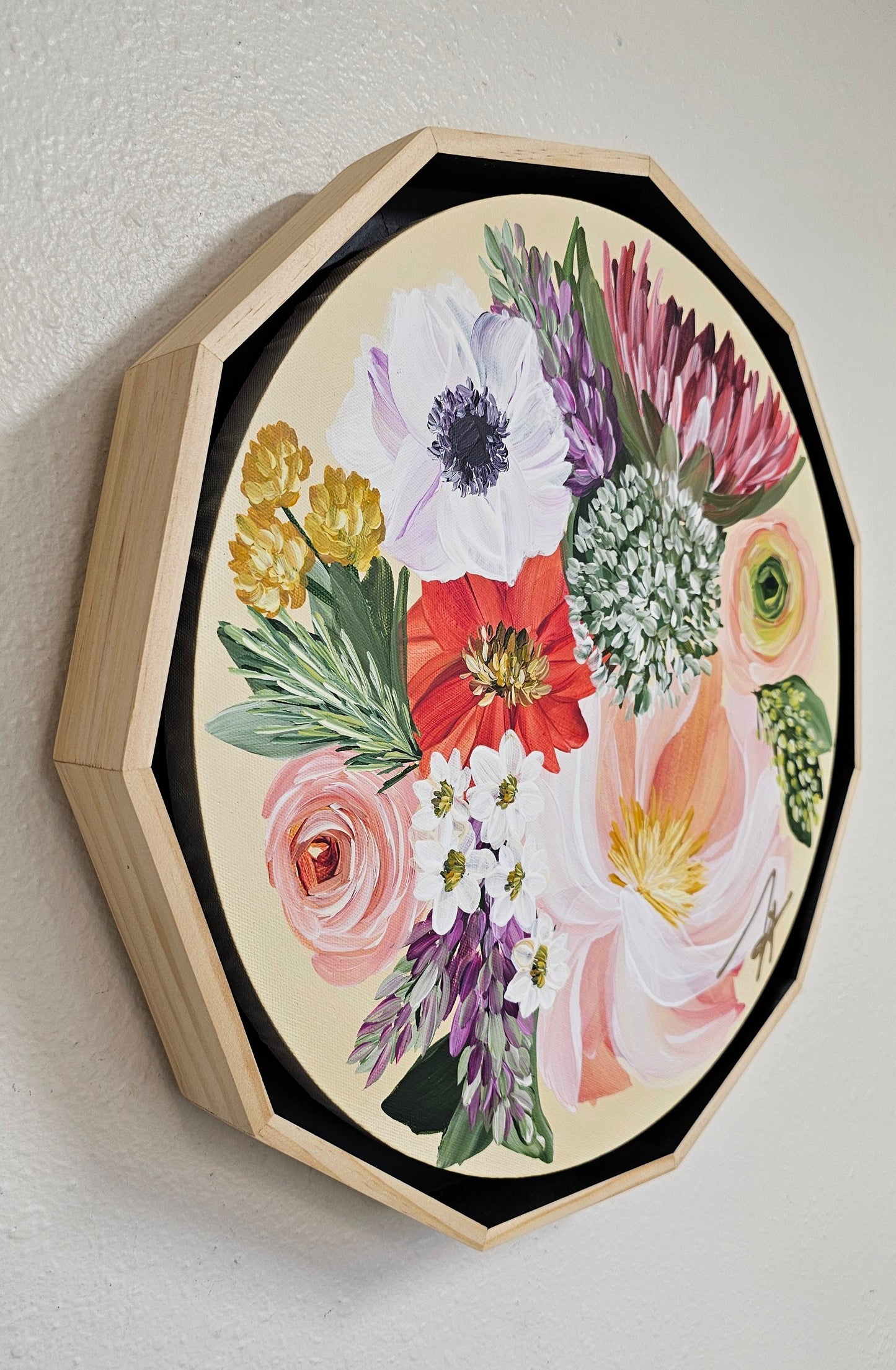 🔴SOLD "You are my sunshine" Bouquet Flower Painting by Zoe White _ Acrylic on canvas
