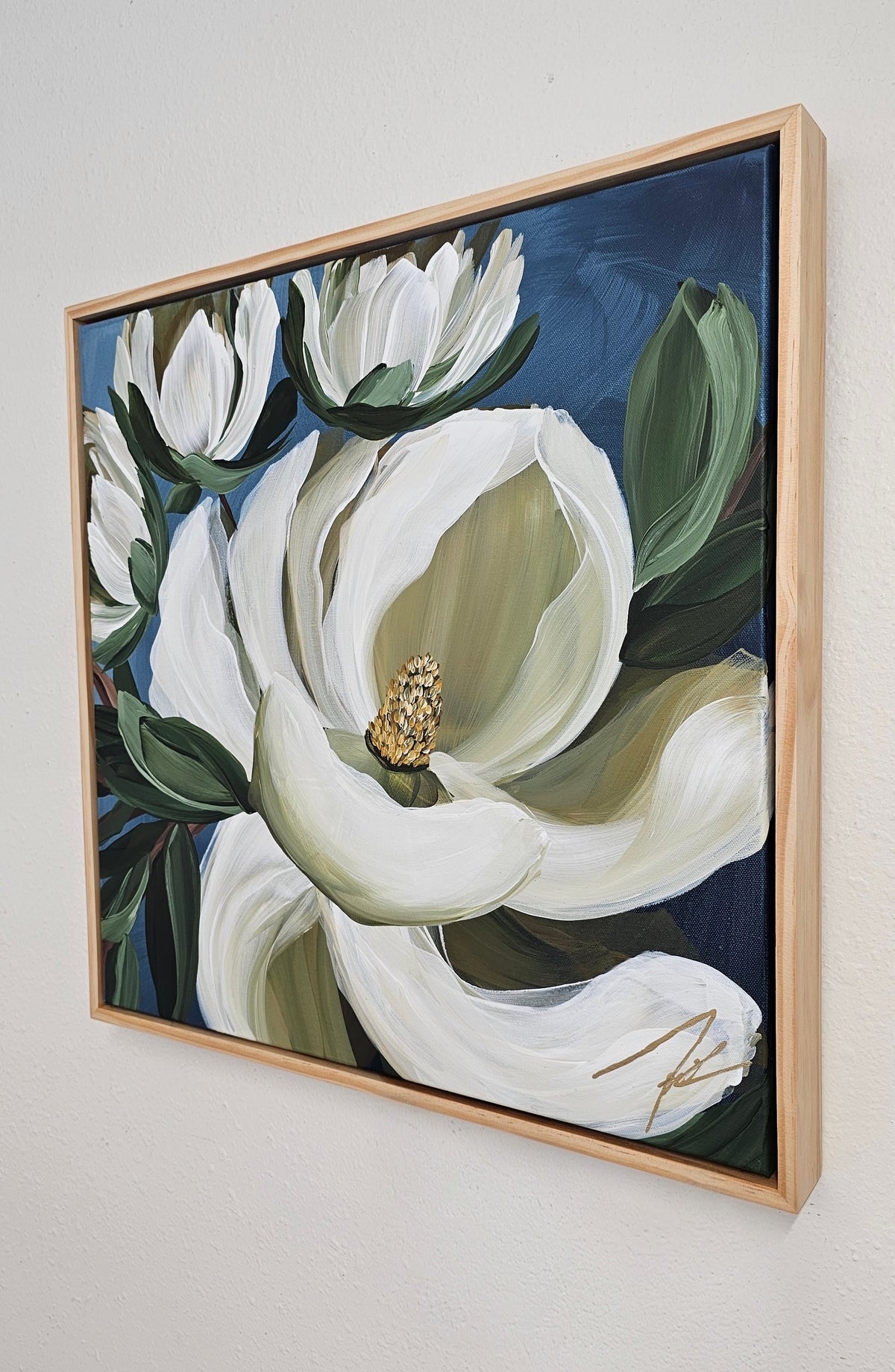 "Beautiful" #1  Magnolia Flower Painting by Zoe White _ Acrylic on canvas