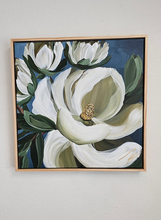 "Beautiful" #1  Magnolia Flower Painting by Zoe White _ Acrylic on canvas