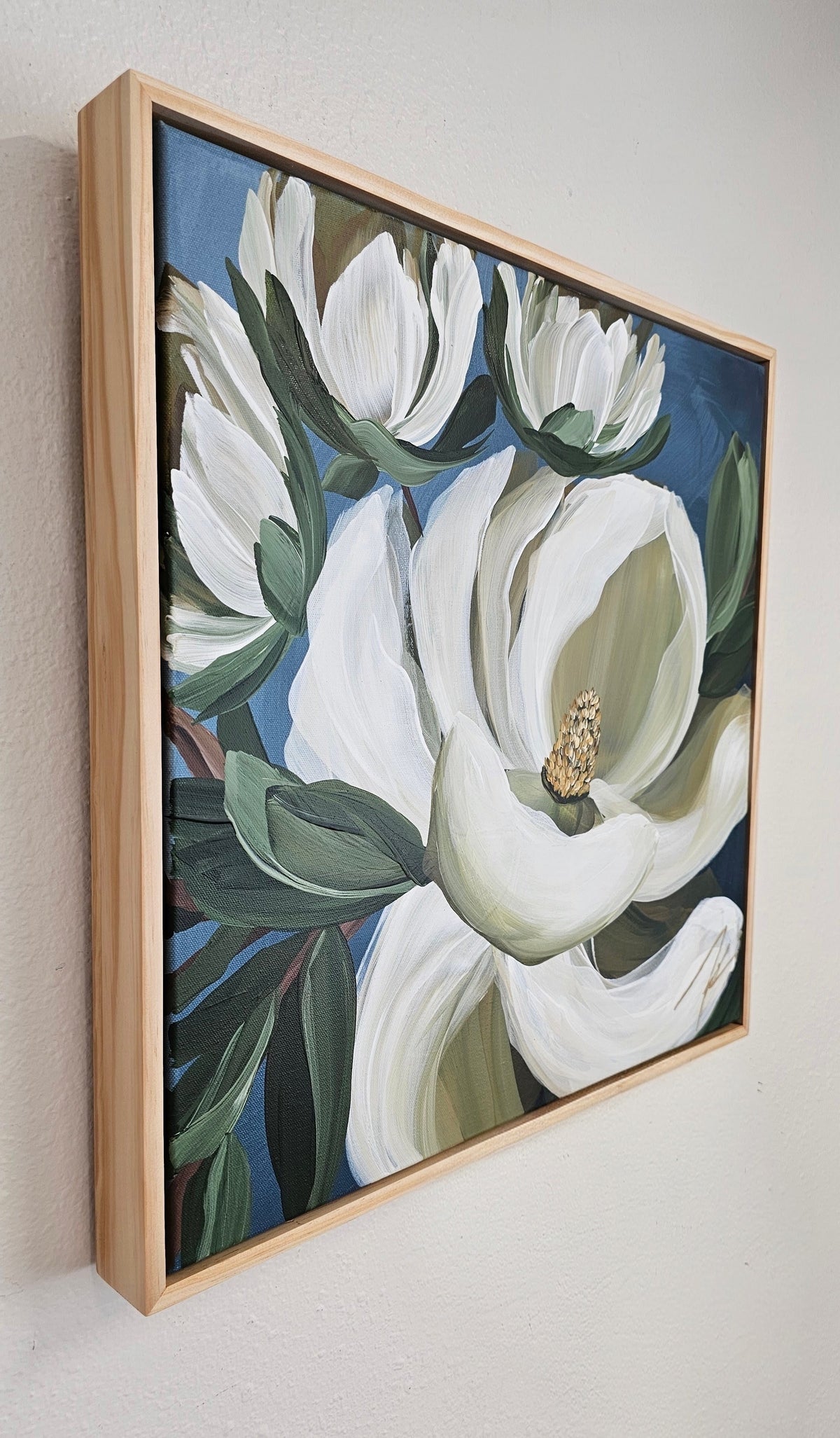 "Beautiful" #1  Magnolia Flower Painting by Zoe White _ Acrylic on canvas