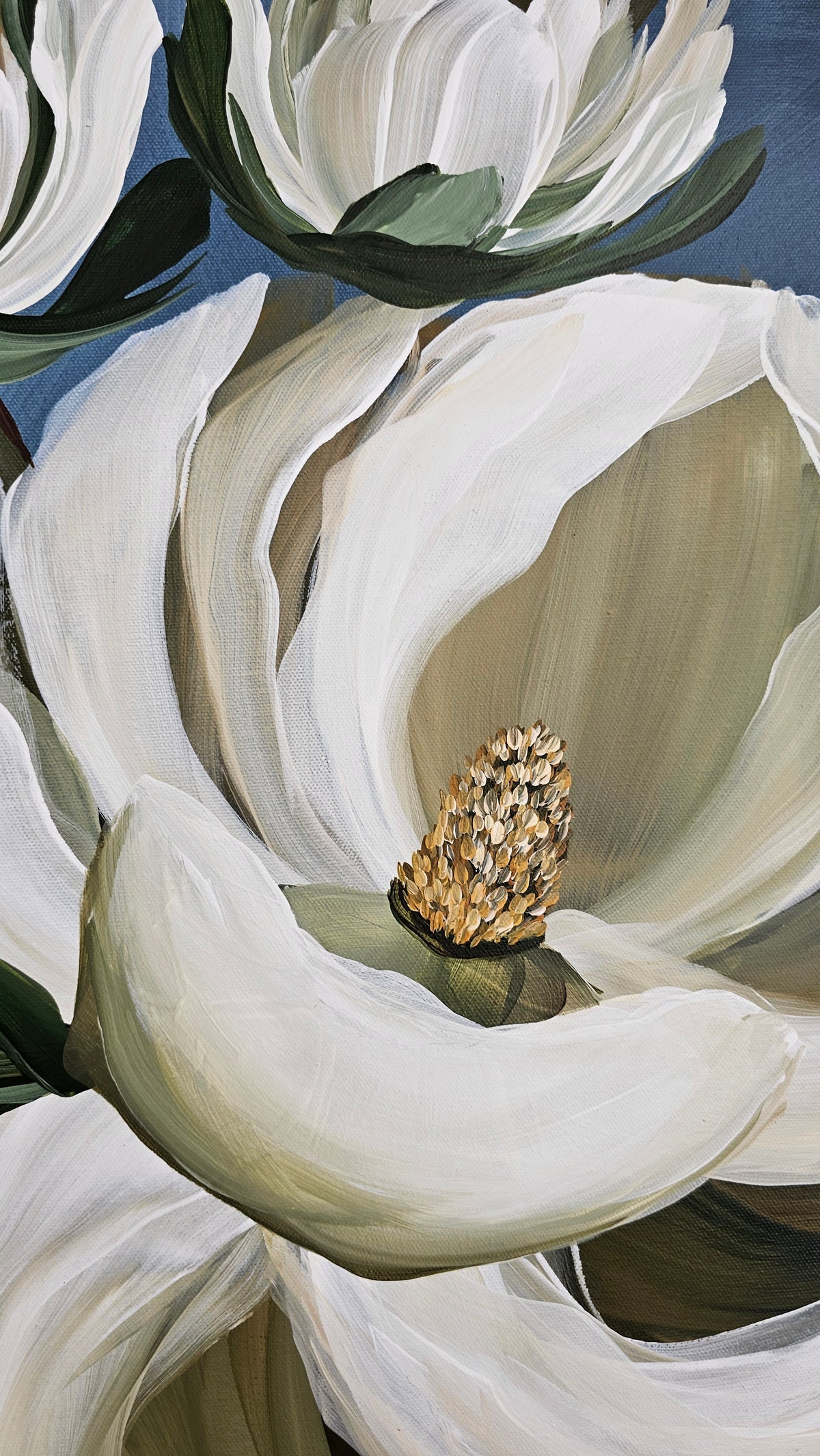 "Beautiful" #1  Magnolia Flower Painting by Zoe White _ Acrylic on canvas