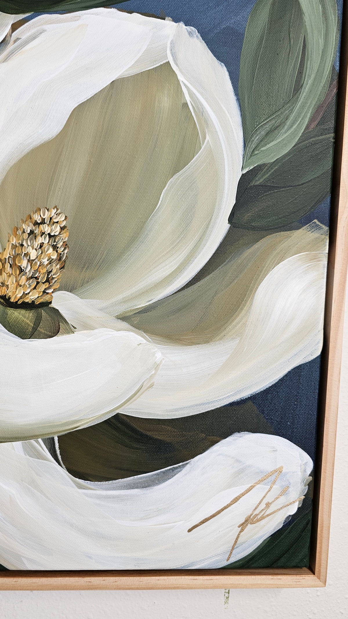 "Beautiful" #1  Magnolia Flower Painting by Zoe White _ Acrylic on canvas