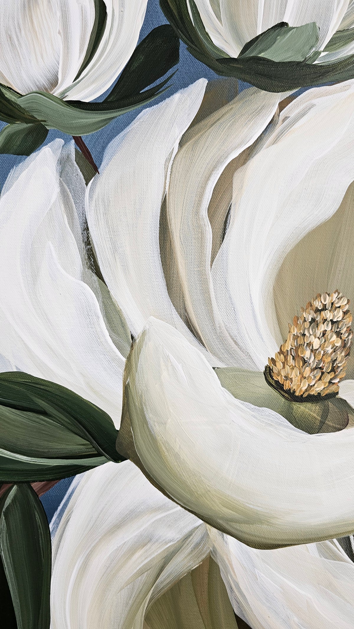 "Beautiful" #1  Magnolia Flower Painting by Zoe White _ Acrylic on canvas