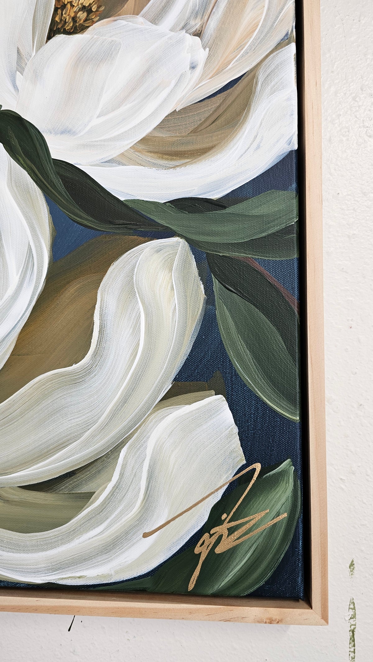 "Beautiful" #2  Magnolia Flower Painting by Zoe White _ Acrylic on canvas