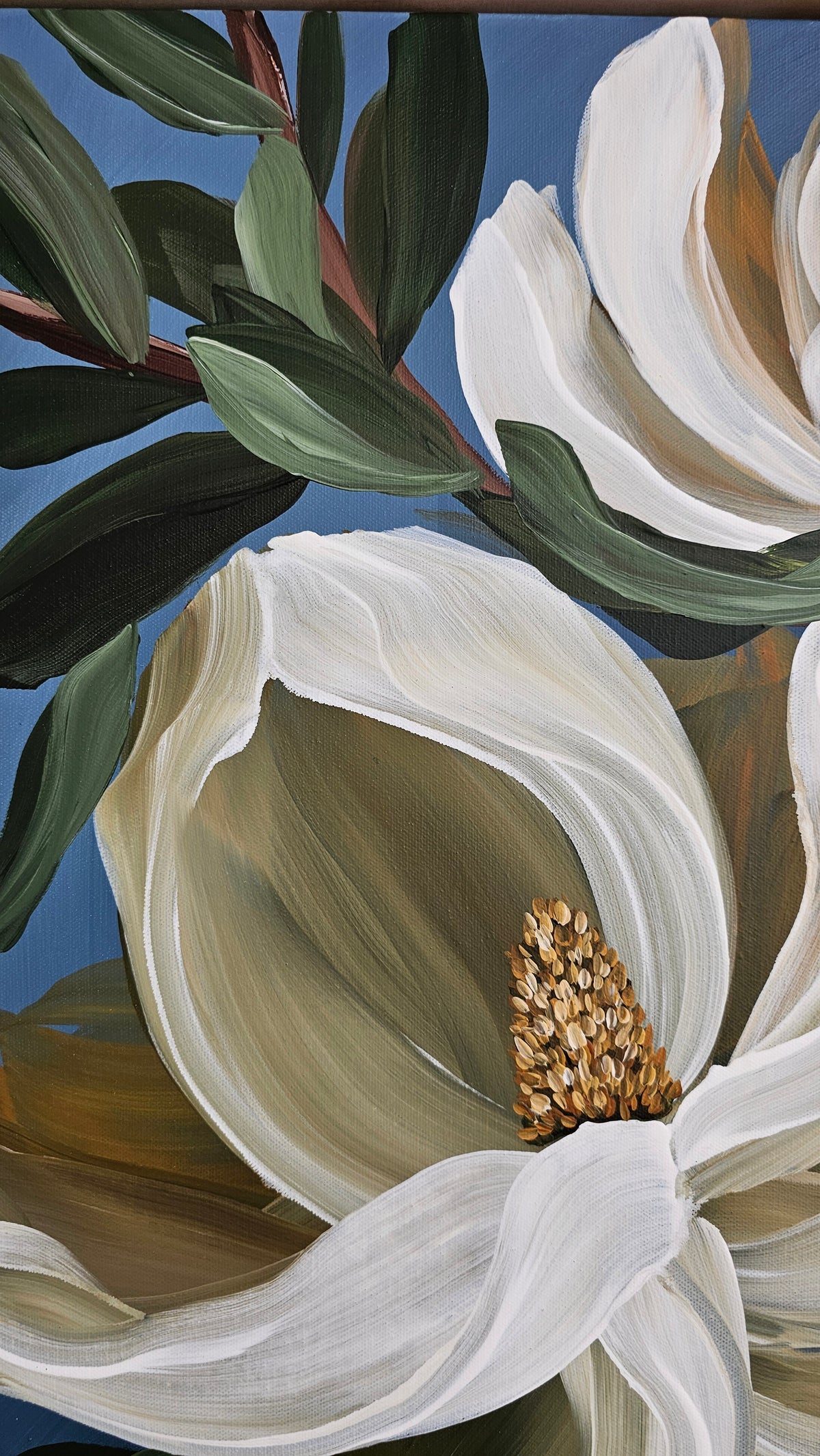 "Beautiful" #2  Magnolia Flower Painting by Zoe White _ Acrylic on canvas
