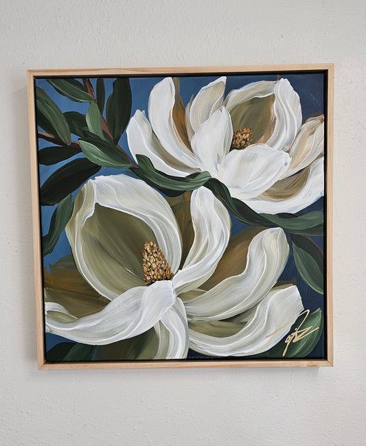 "Beautiful" #2  Magnolia Flower Painting by Zoe White _ Acrylic on canvas