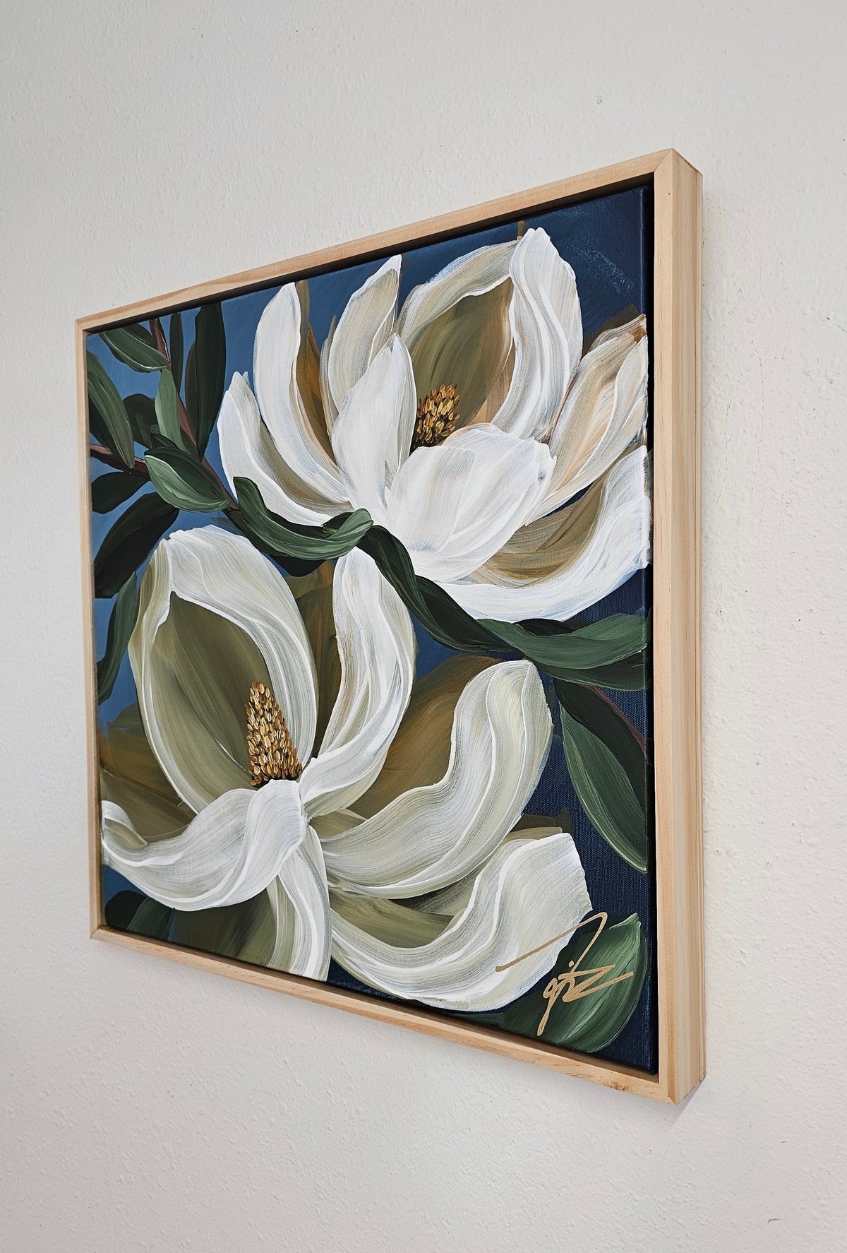 "Beautiful" #2  Magnolia Flower Painting by Zoe White _ Acrylic on canvas