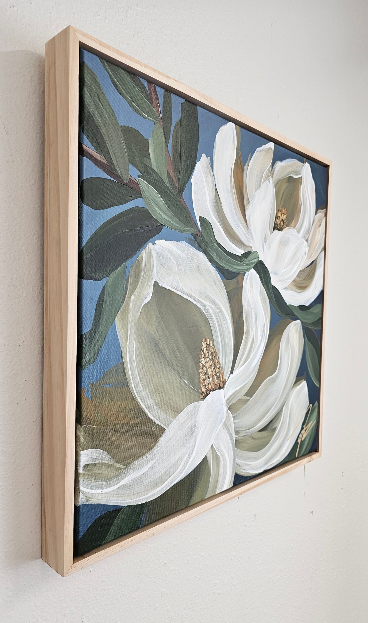 "Beautiful" #2  Magnolia Flower Painting by Zoe White _ Acrylic on canvas