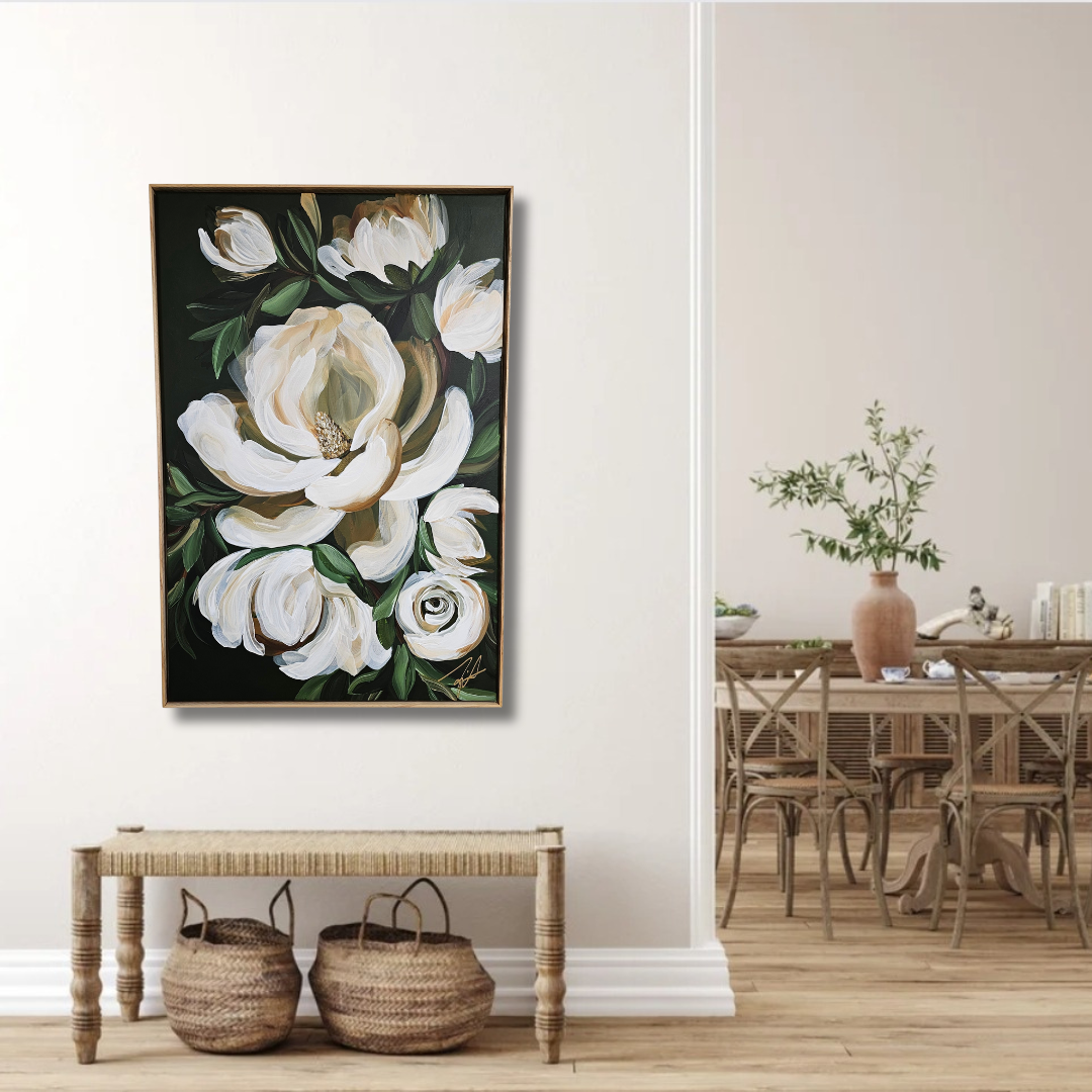 "Bold" #3  _Magnolia Flower Painting by Zoe White _ Acrylic on canvas