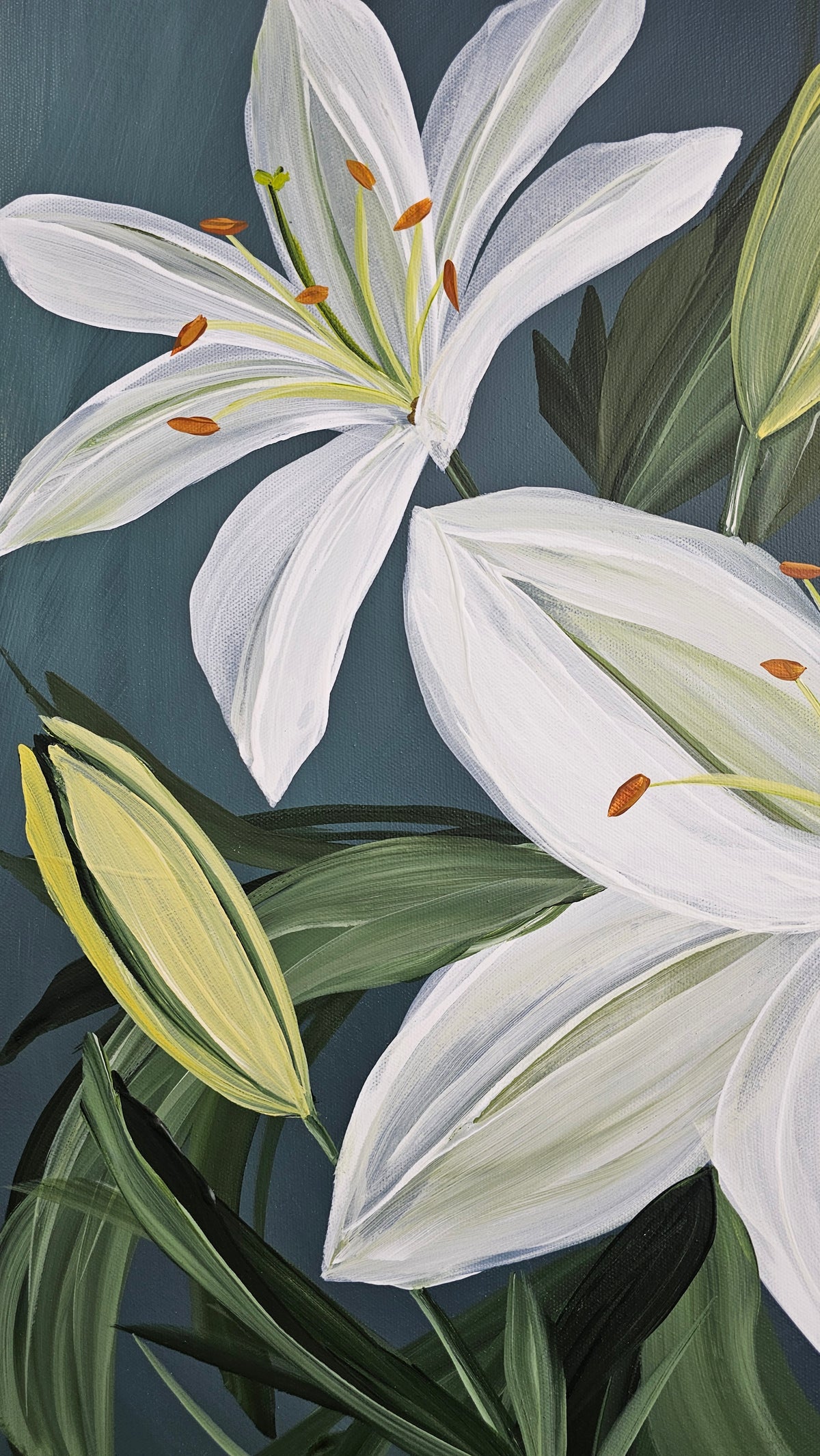 "Fresh" #2 Lily Flower Painting by Zoe White _ Acrylic on canvas