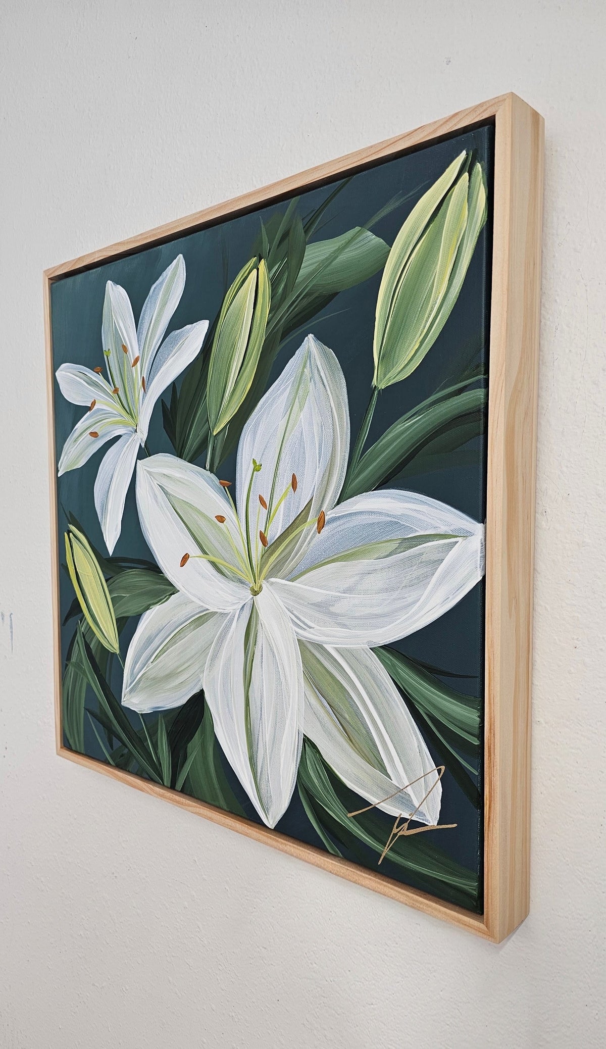 "Fresh" #2 Lily Flower Painting by Zoe White _ Acrylic on canvas