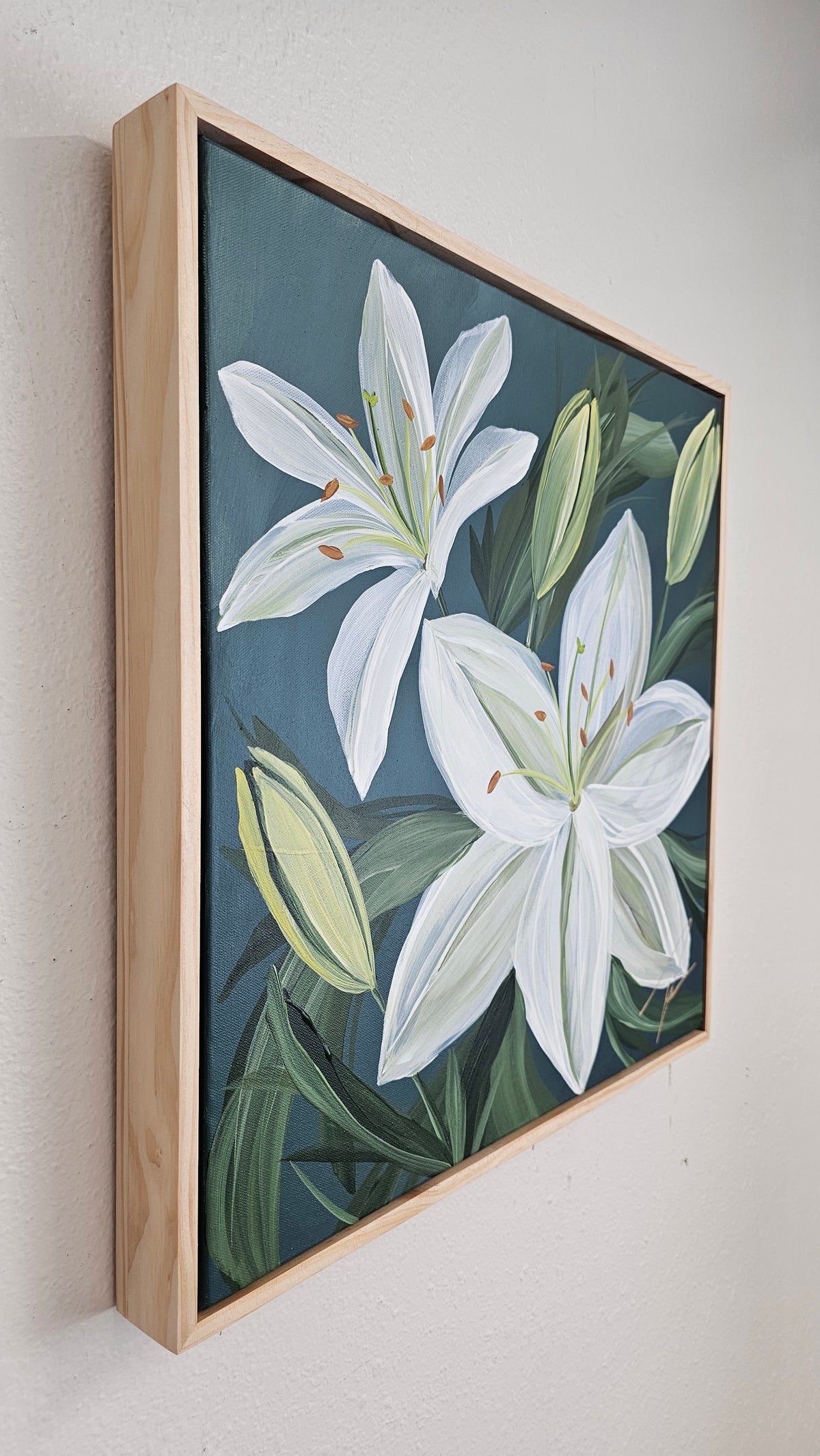 "Fresh" #2 Lily Flower Painting by Zoe White _ Acrylic on canvas