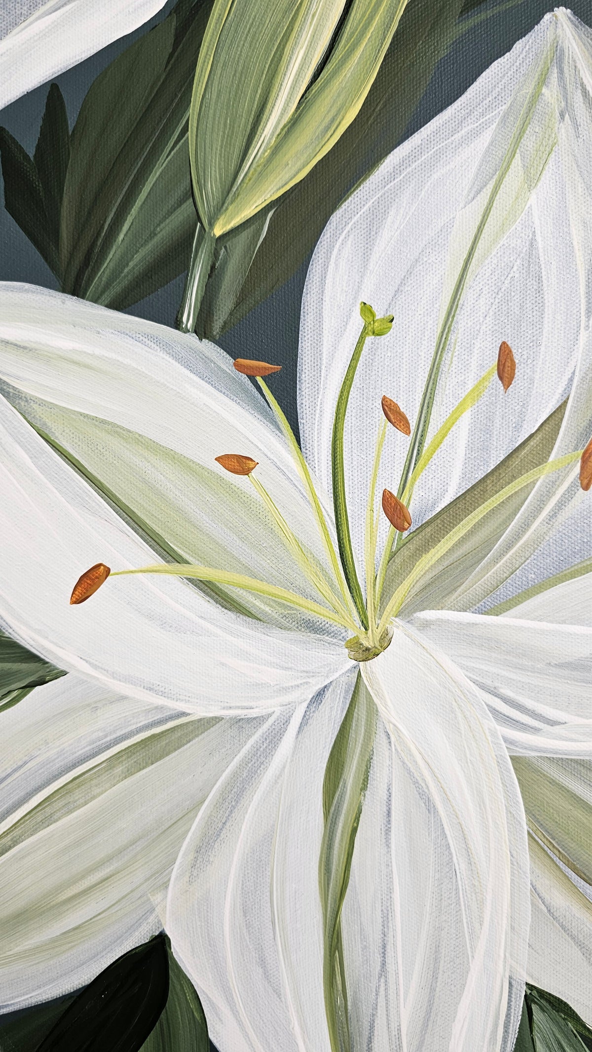 "Fresh" #2 Lily Flower Painting by Zoe White _ Acrylic on canvas