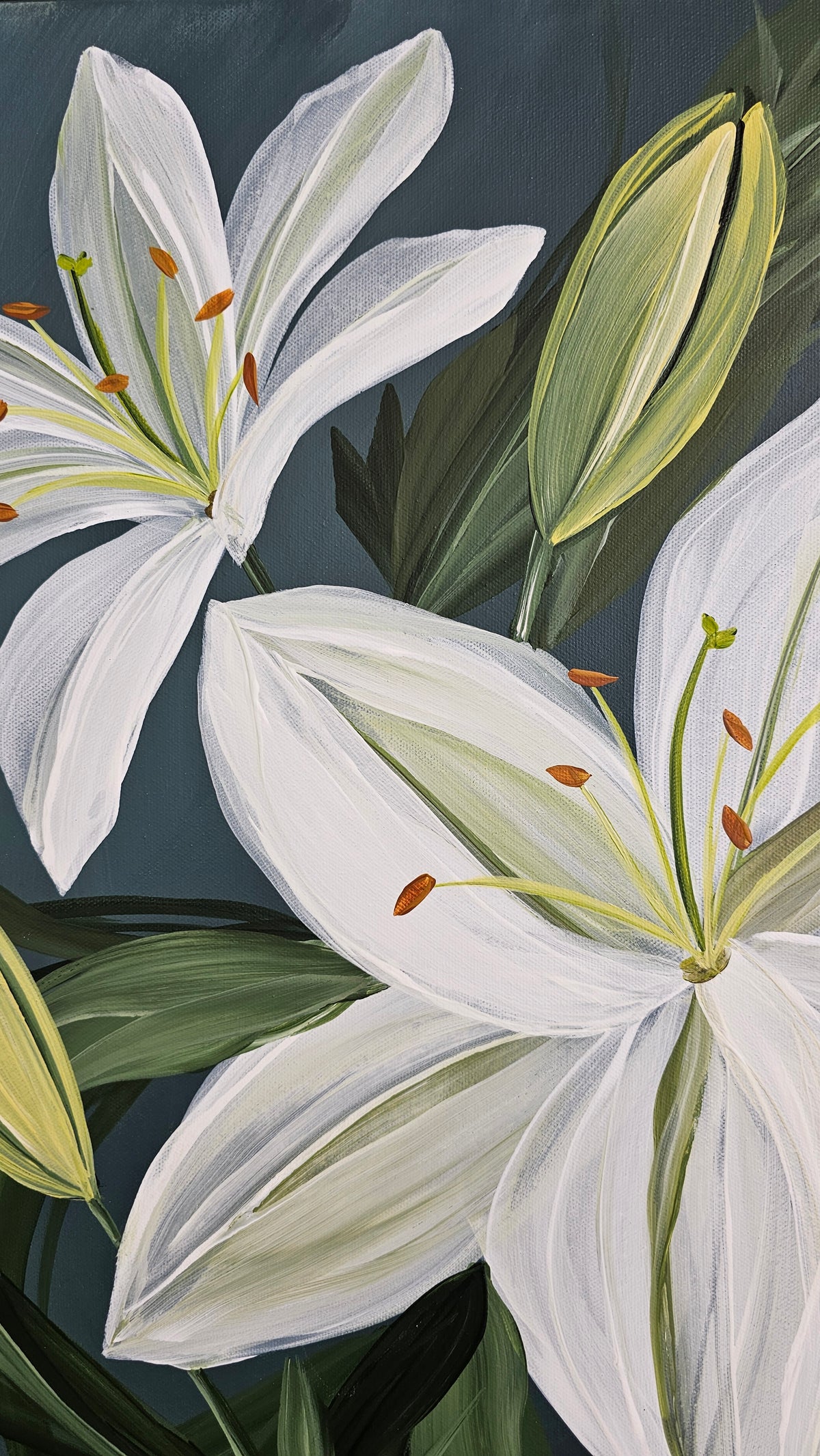 "Fresh" #2 Lily Flower Painting by Zoe White _ Acrylic on canvas