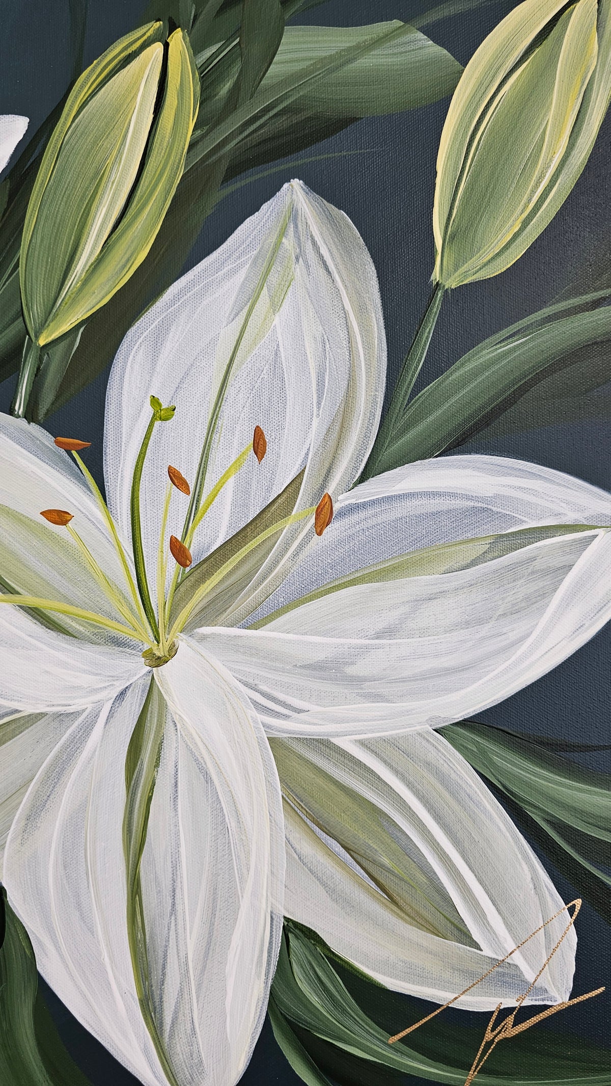 "Fresh" #2 Lily Flower Painting by Zoe White _ Acrylic on canvas